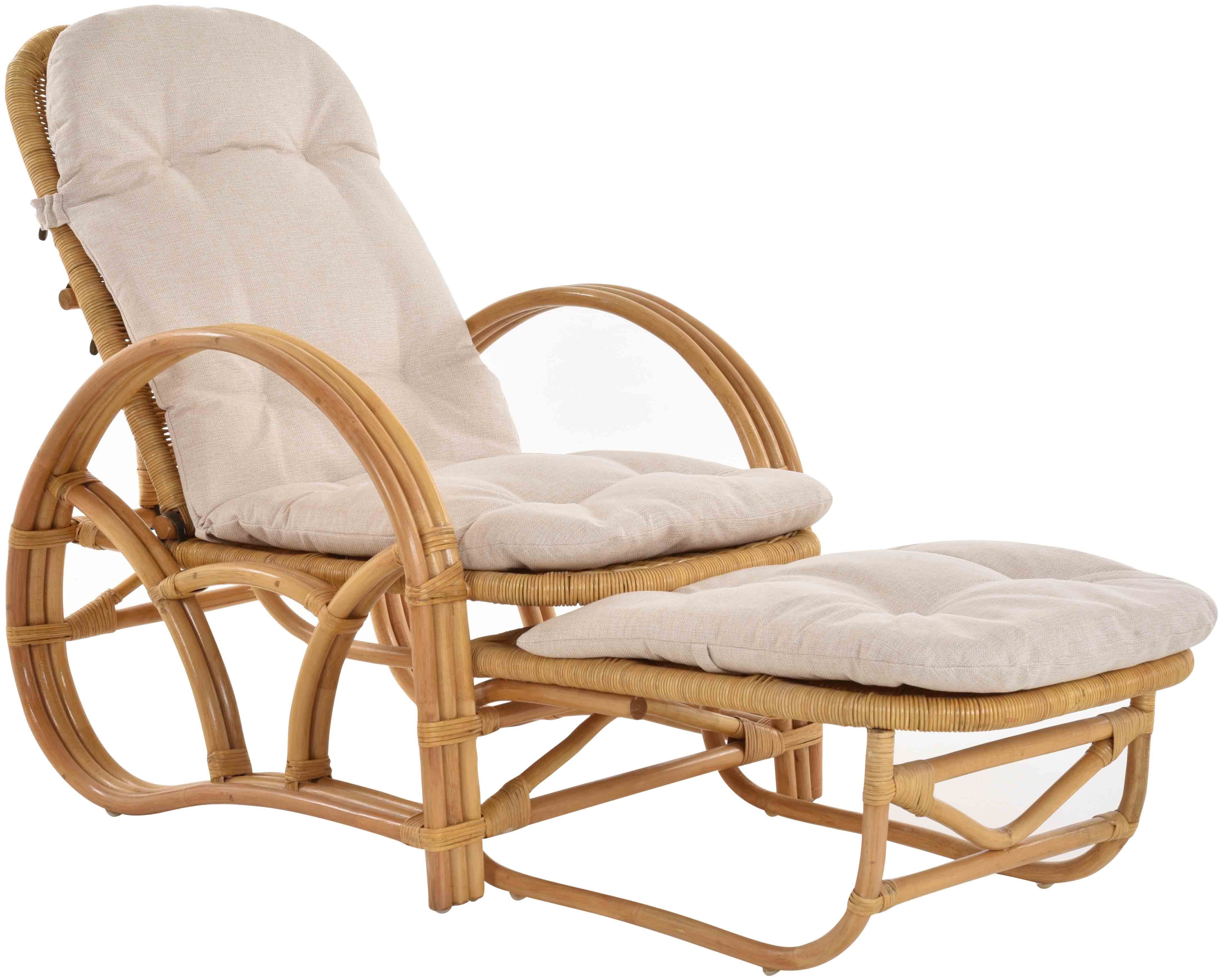 Krines Home Loungesessel Rattanliege Liegesessel klappbar mit Hocker Relax Liegestuhl Liege, mit Relaxfunktion