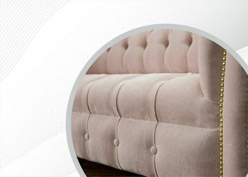 JVmoebel Chesterfield-Sofa Chesterfield Hellrosa Couch Luxus Dreisitzer Modernes Design Neu, Made in Europe