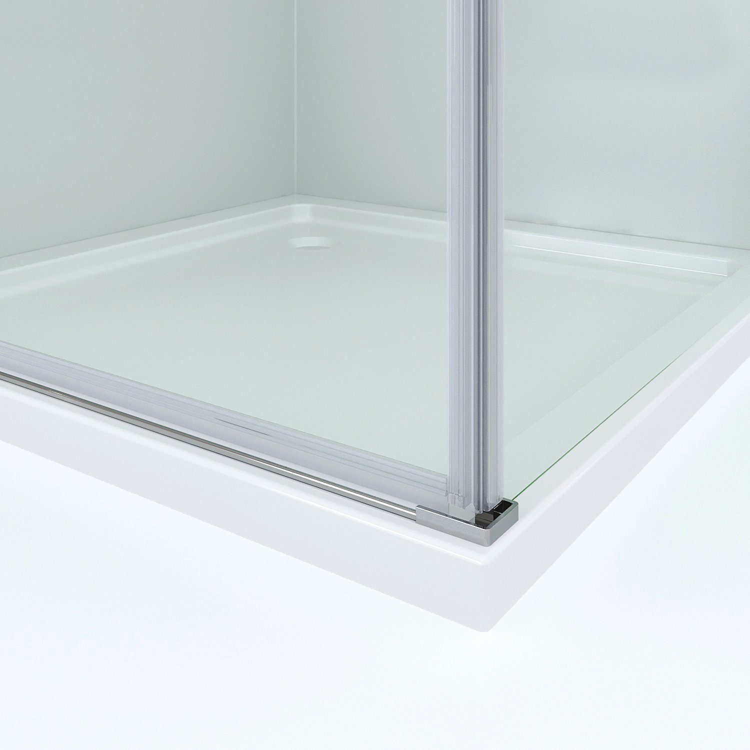 AQUABATOS Corner Shower Enclosure, Corner Entry Bathroom Shower Screen with Hinged Door and Side Panel, WxD: 100x90 cm, 6 mm Tempered Safety Glass, Chrome Finish, Splashproof, Variable Width, Barrier-Free, Nano Glass