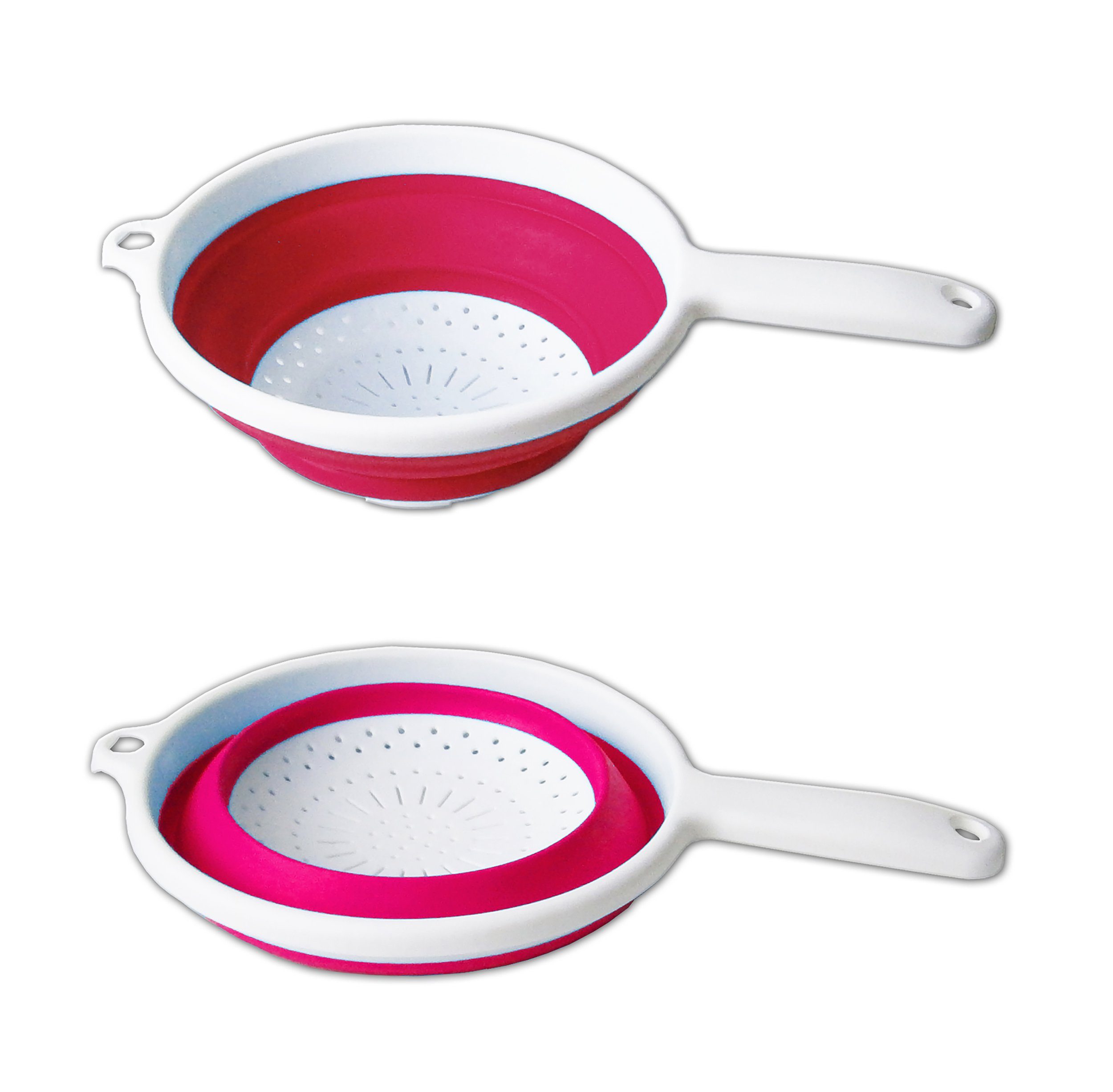 Alpina Seiher SEIHER faltbar Ø22cm Silikon Griff Küchensieb Nudelsieb 27 (Rot), Abtropfsieb Sieb