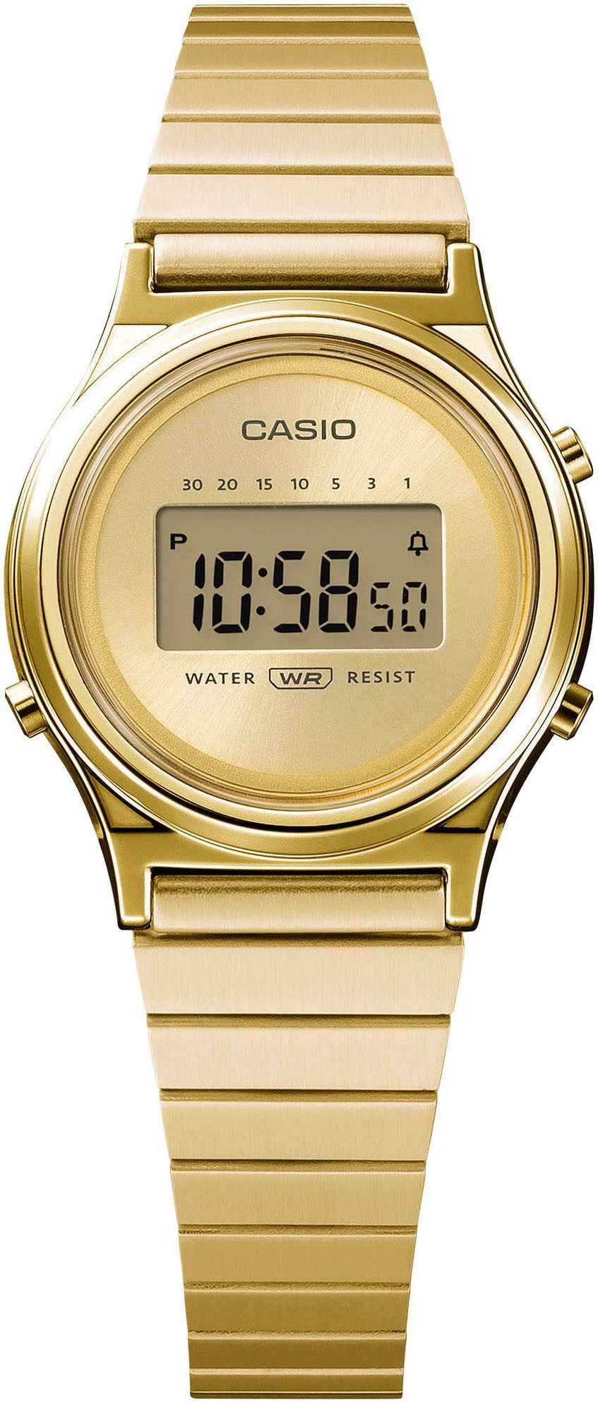CASIO VINTAGE Chronograph LA700WEG-9AEF, Quarzuhr, Armbanduhr, Damenuhr, Edelstahlarmband,digital,Stoppfunktion