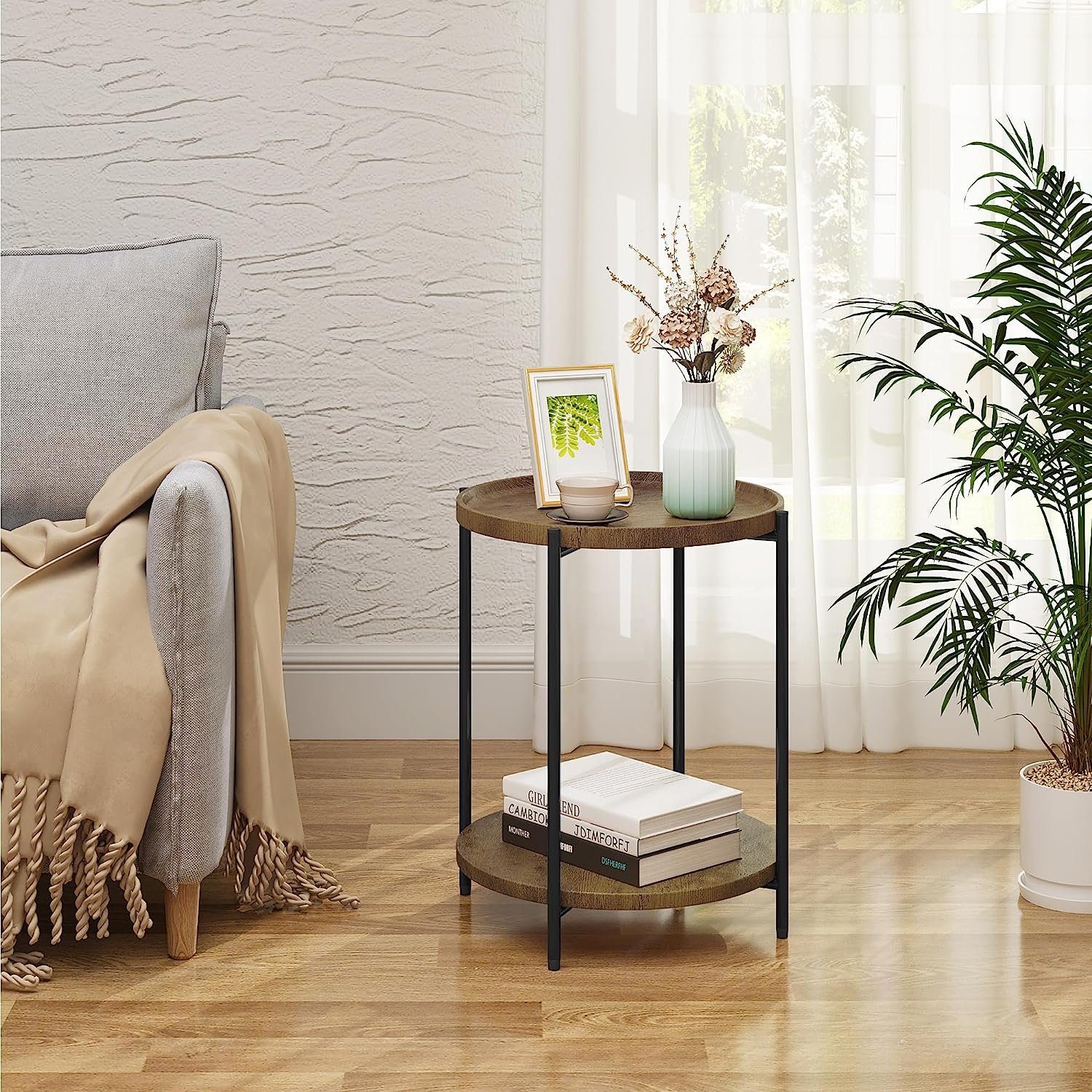 Woltu Beistelltisch (1-St), mit 2 Ablagen Abnehmbarer Tischplatte aus MDF günstig online kaufen