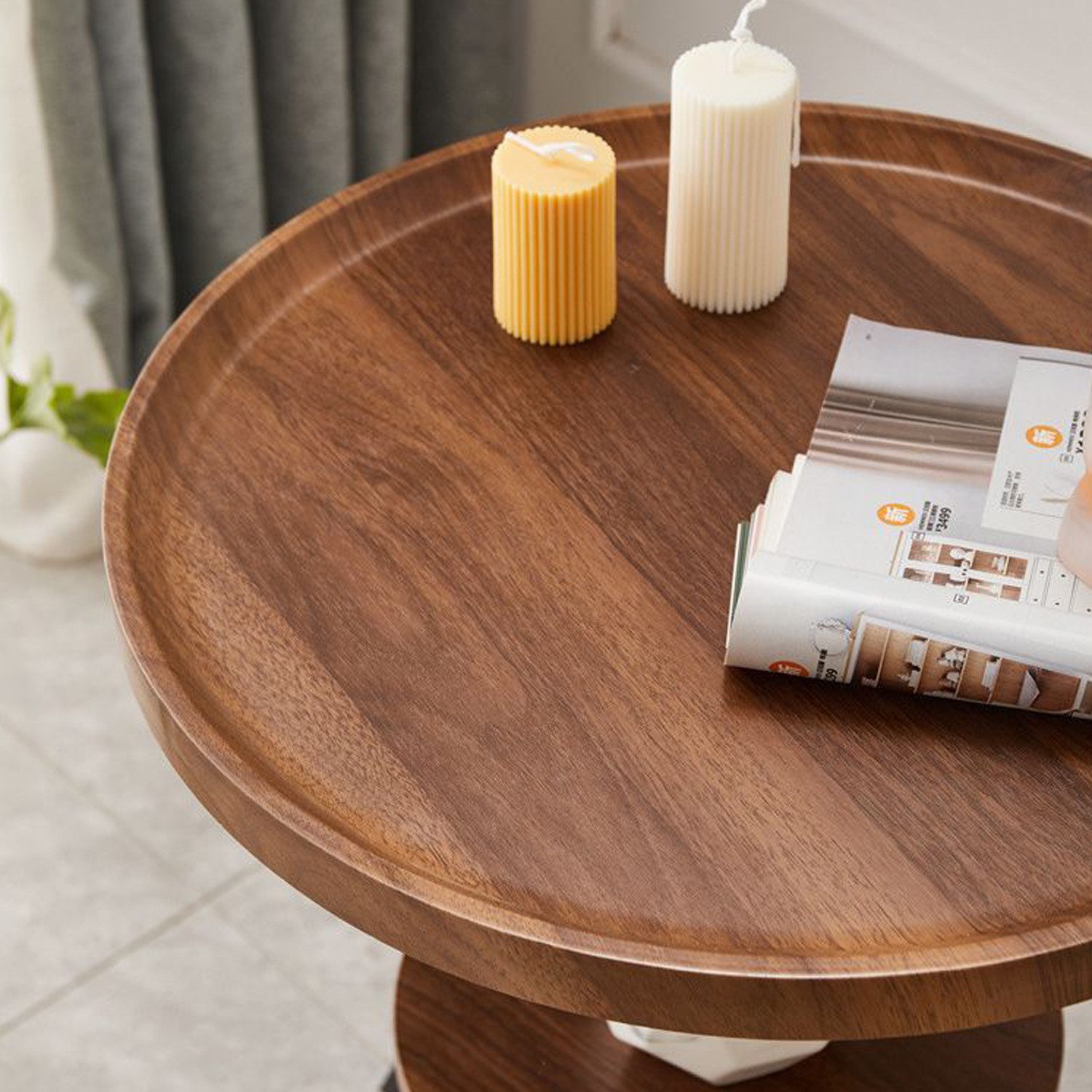 OYLCDI Beistelltisch C-Form Tische,Ø50cm,Sofatisch mit 2 Ebenen mobiler Kaf günstig online kaufen