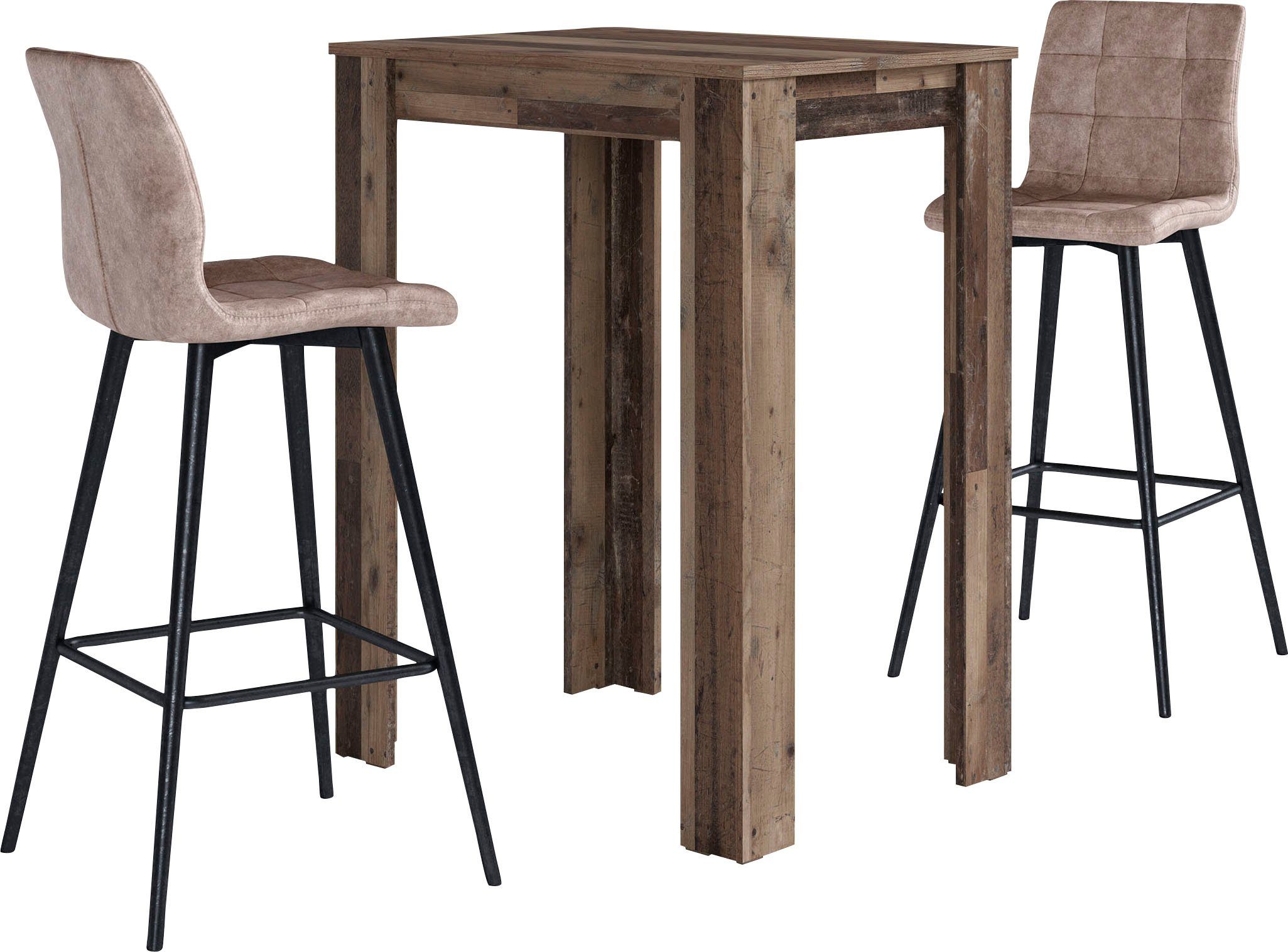 byLIVING Bargruppe Essgruppe Nele, Stühle Simone, (Set, 3-tlg., Tisch mit Barhockern), Barhocker, Bartisch