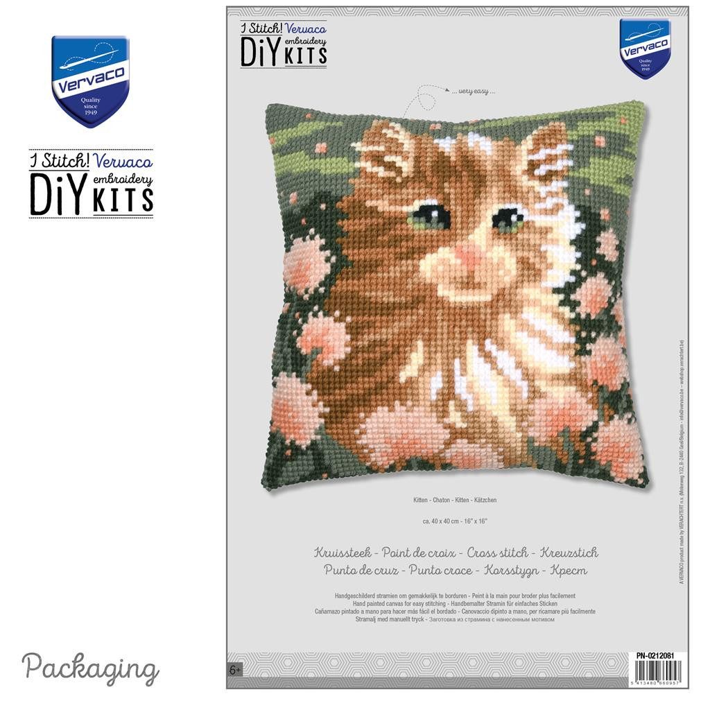 Vervaco Kreativset Kreuzstich-Kissen-Set Kätzchen - Stickbild vorgezeichnet, (Set, Vervaco embroidery Kit), Made in Europe