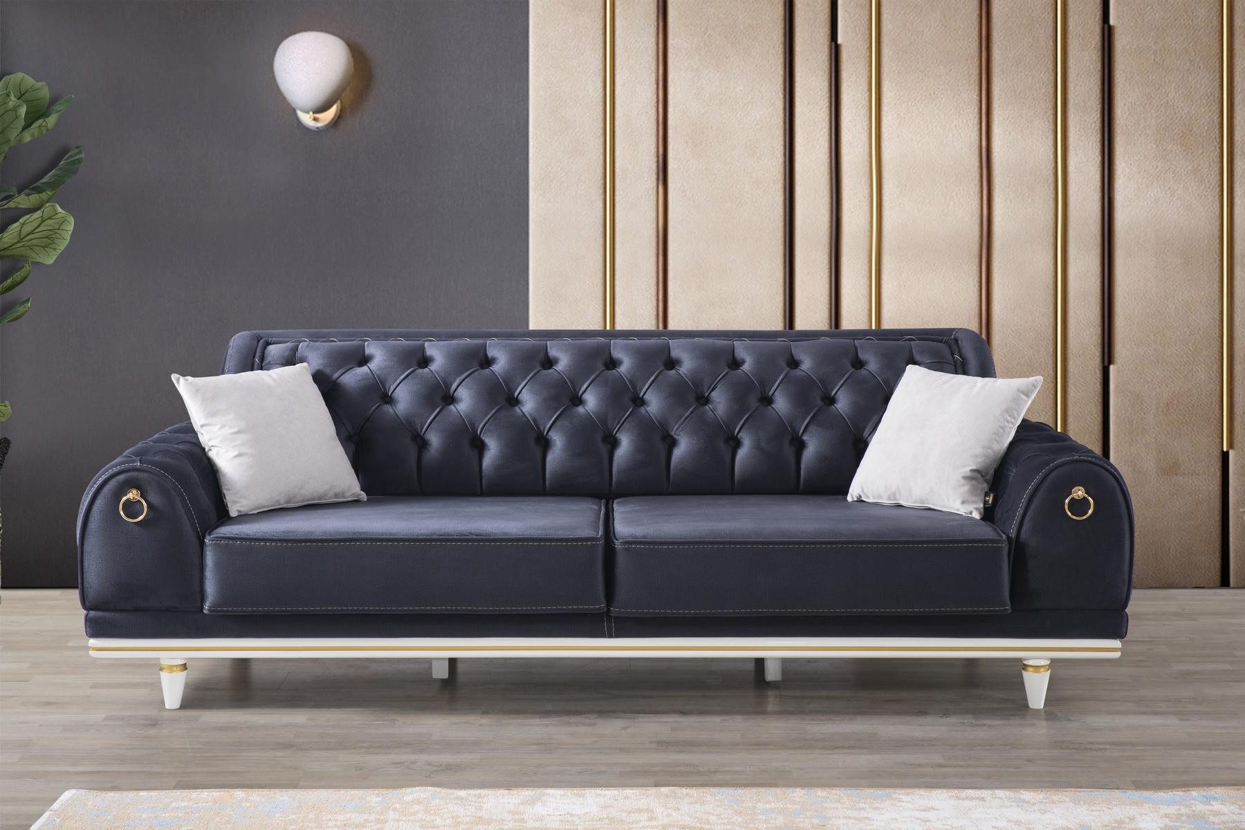 Xlmoebel Chesterfield-Sofa Chesterfield Sofa 230cm Polster Möbel Wohnzimmer Stoff, 1 Teile, Made in Europa