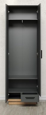 Furn.Design Garderobenschrank Synnax (Garderobe mit Spiegel in grau und Eiche, 65 x 198 cm) mit Soft-Close-Funktion