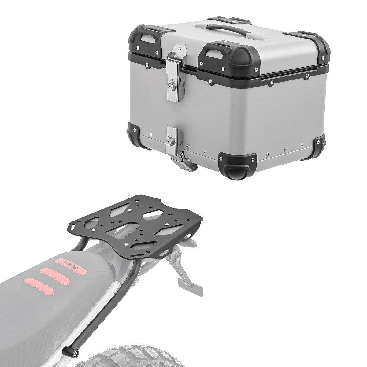 Bagtecs Topcase Set Alu Topcase + Gepäckbrücke für BMW F 900 GS 24-25 XS45 silber DPL1