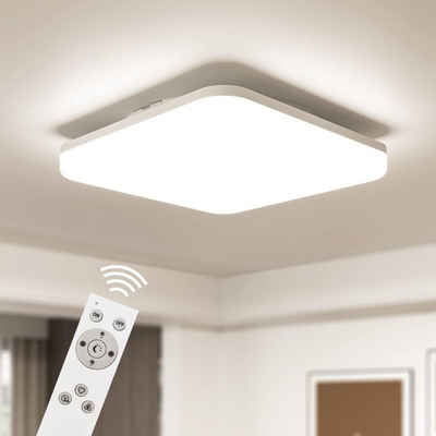 Nettlife LED Panel Deckenleuchte Quadrat Weiß 24W Deckelampe Badlampe 27.5*4.8CM, IP54 Wasserfest, LED fest integriert, Warmweiß Neutralweiß Kaltweiß, Dimmbar mit Fernbedienung, Badezimmer Flur Schlafzimmer Wohnzimmer