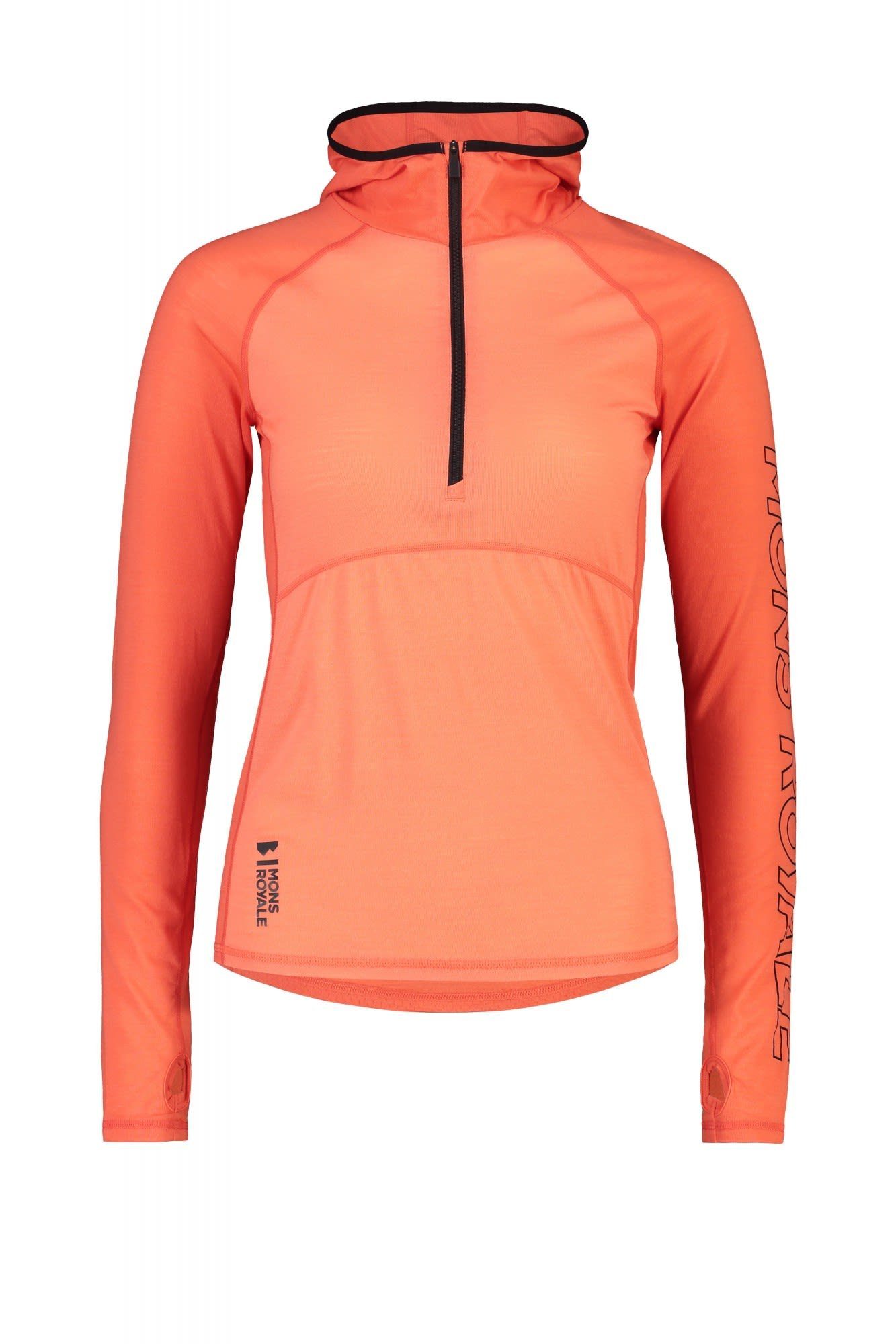 Mons Royale Langarmshirt Mons Royale W Bella Tech Hood Damen Langarm-Shirt High Vis