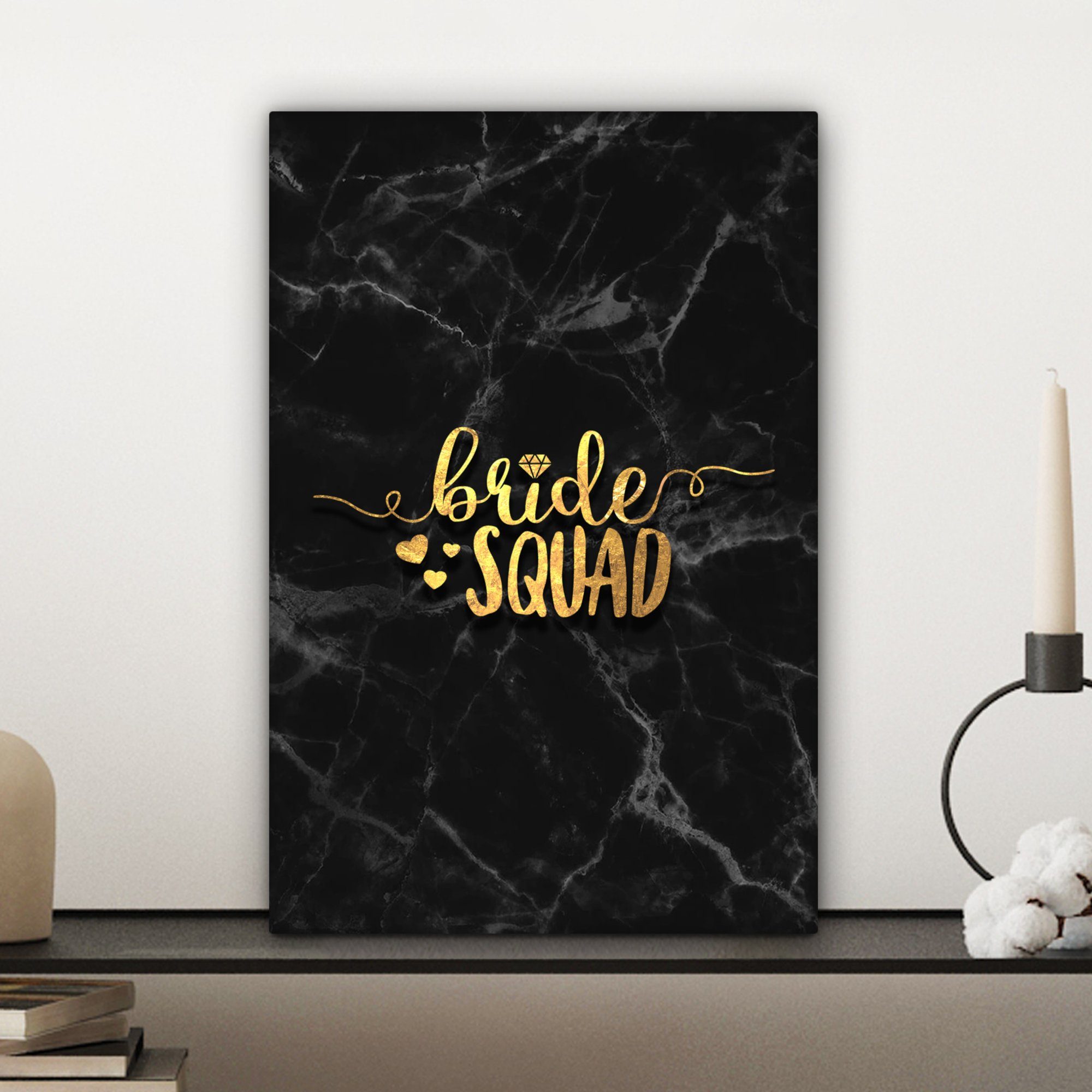 - 20x30 Zackenaufhänger, Marmor, - fertig (1 inkl. St), cm Leinwandbild OneMillionCanvasses® Gemälde, sein bespannt Leinwandbild Gold Braut zu