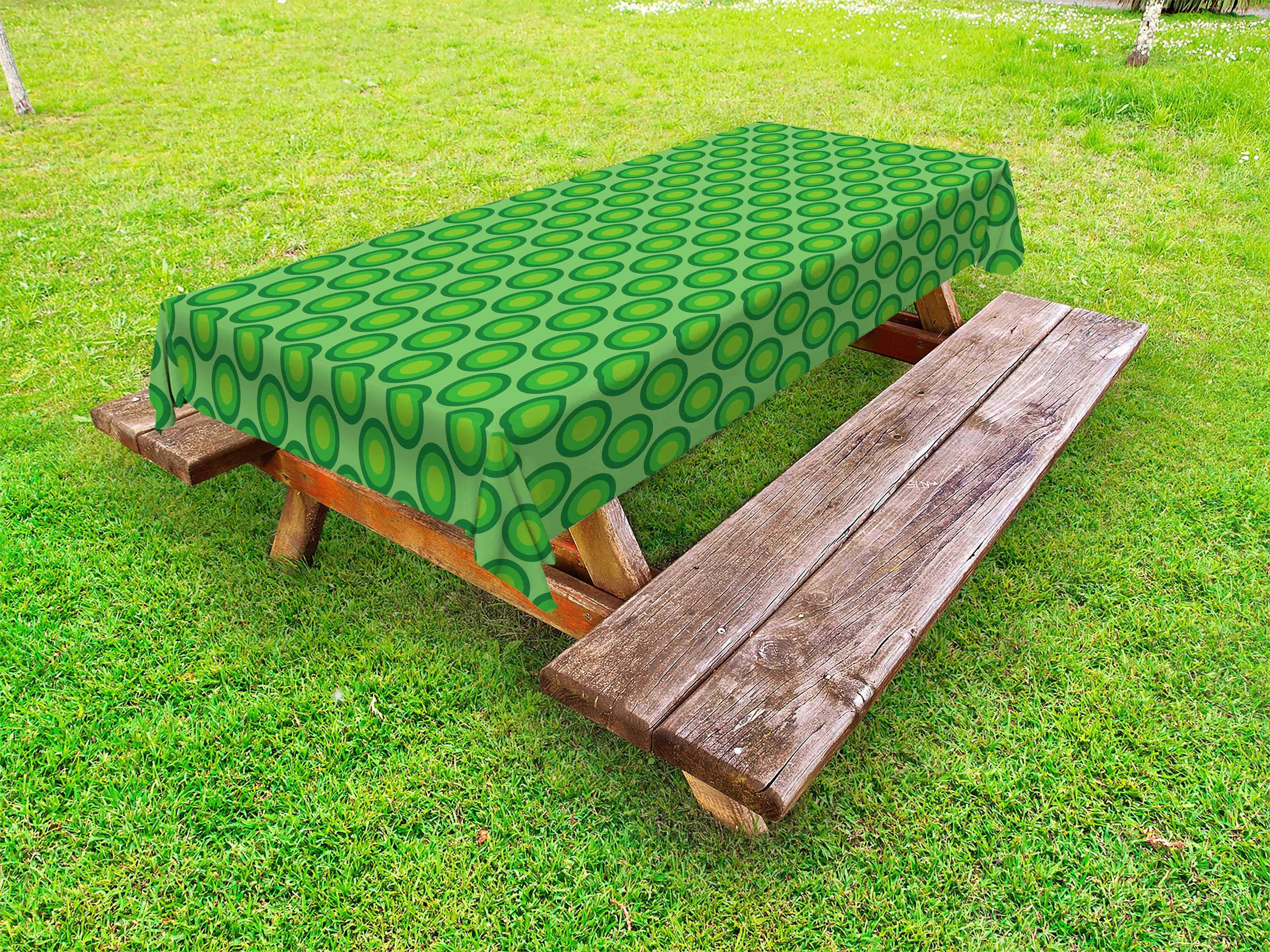 Abakuhaus Tischdecke dekorative waschbare Picknick-Tischdecke, Geometrisch Retro Greenery Runden