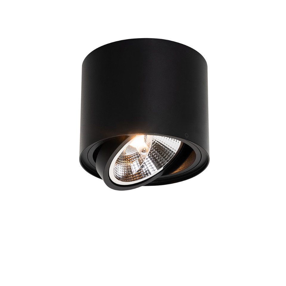 Qazqa LED Aufbaustrahler Rondoo up, Dimmbar, LED wechselbar, Extra-Warmweiß, QAZQA Aufbau­spot, gu10, Schwarz, Aluminium, Modern