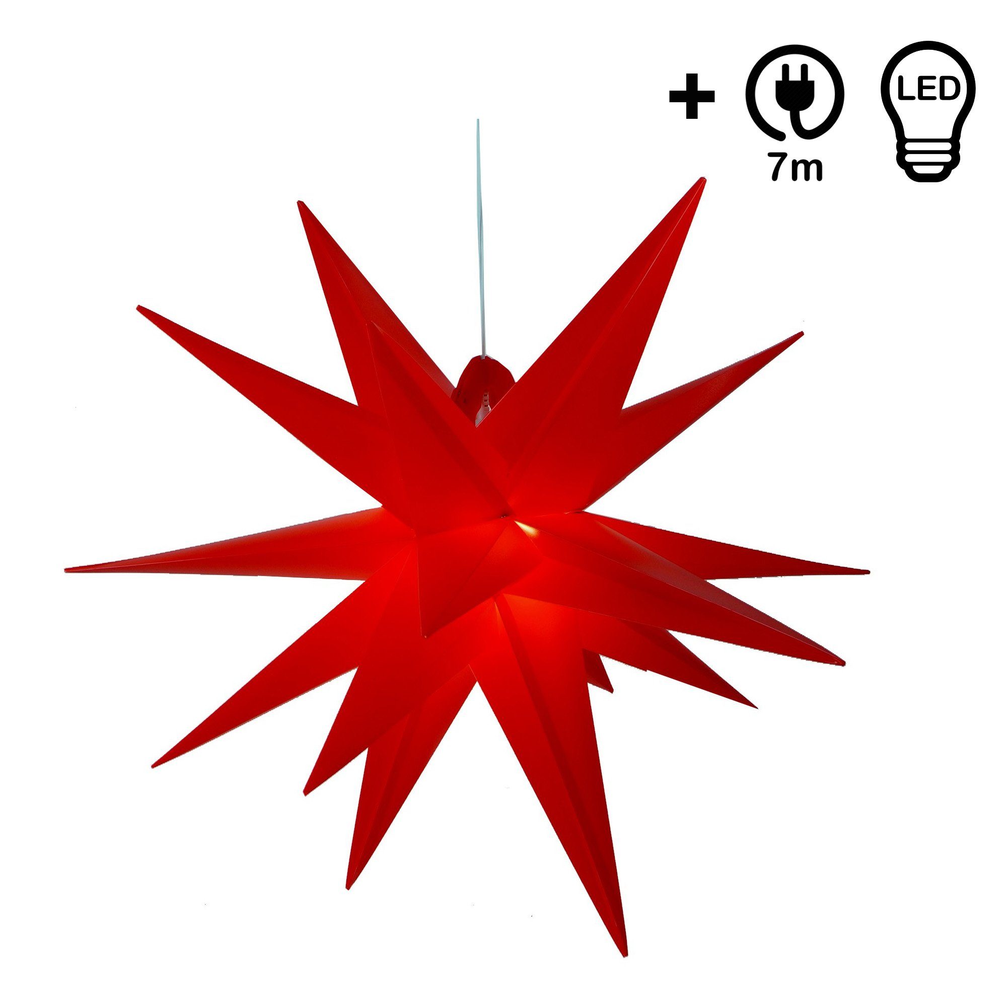 cm, 55 230V E14 Weihnachtsstern,.., für Guru-Shop rot 3D inklusive außen Leuchtmittel LED-Stern Ø Kaspar, Außenstern