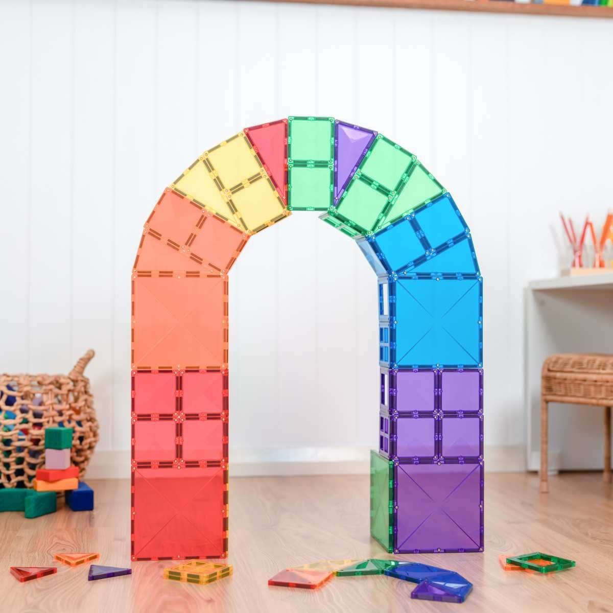 Connetix Rainbow Starter Pack verstärkte Magnete pädagogisches Lernspiel Magnetspielbausteine, (Open Play, 60 Teile), ab 3 Jahren