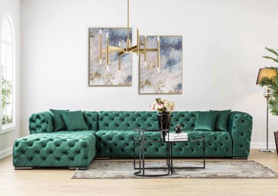 Grün L JVmoebel Ecksofa Design Textil Eck Ecksofa Polster Sofa Garnitur Couch Form Neu