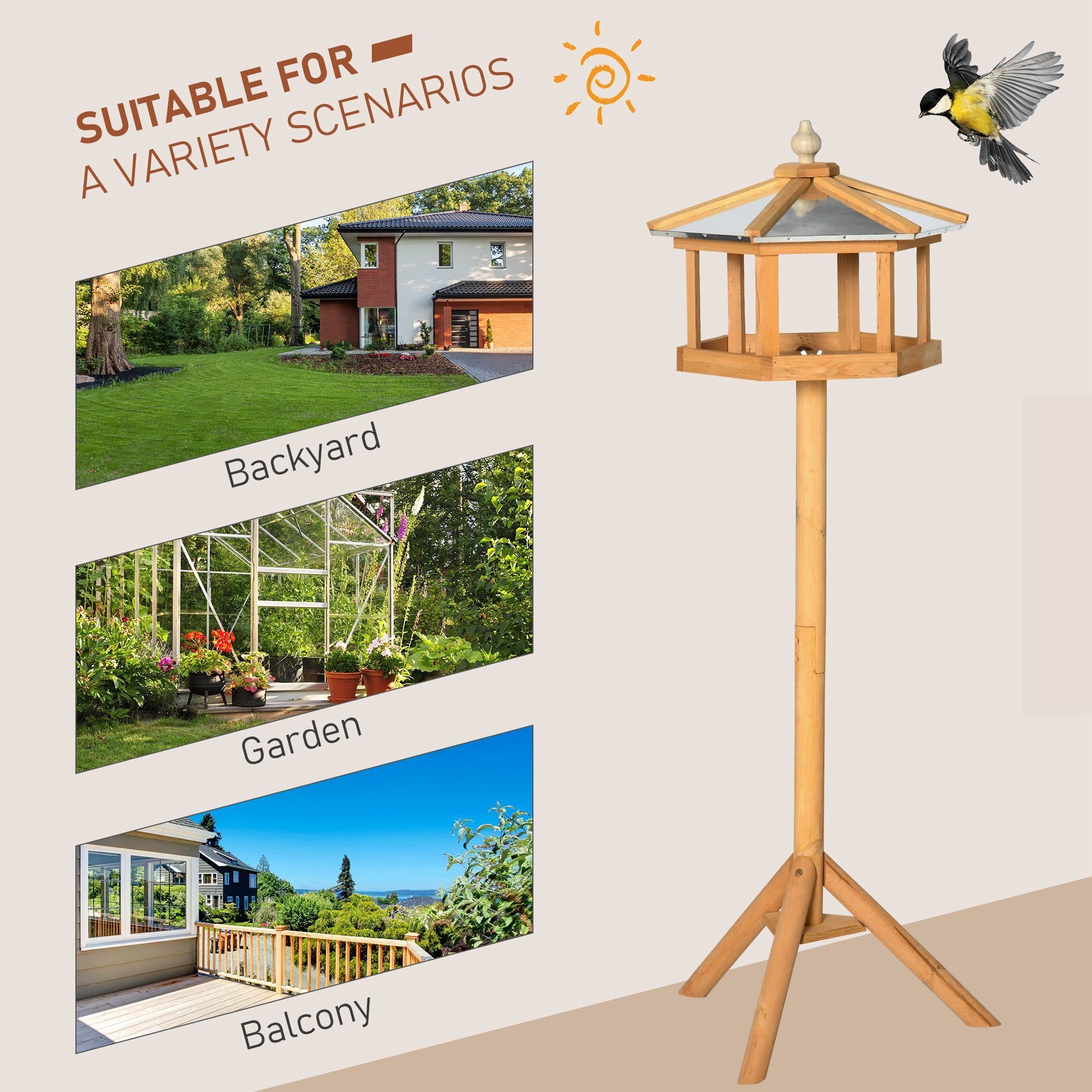 PawHut Vogelhaus Vogelvilla Futterhaus Vogelhäuschen mit Ständer und Zinkdach, Ø 40 x H113 cm