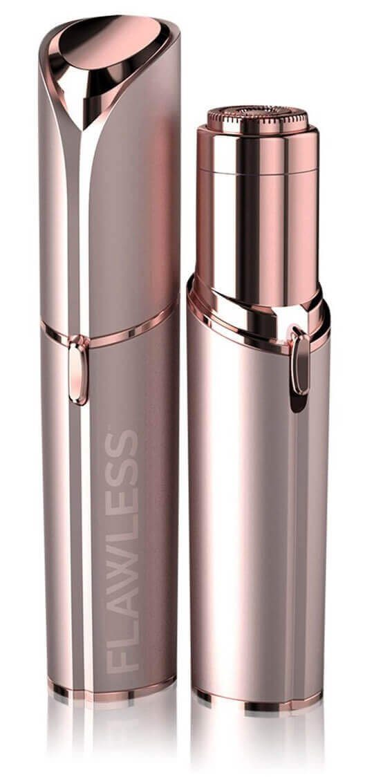 Finishing Touch Flawless Gesichtsepilierer wiederaufladbarer Haarentferner & Epilierer, 18-Karat vergoldeter hypoallergener Scherkopf, Smartlight