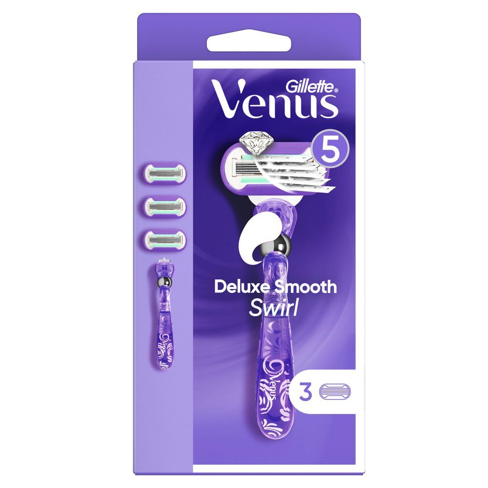 Gillette Venus Nassrasierer Deluxe Smooth Swirl 3er Pack + Handstück
