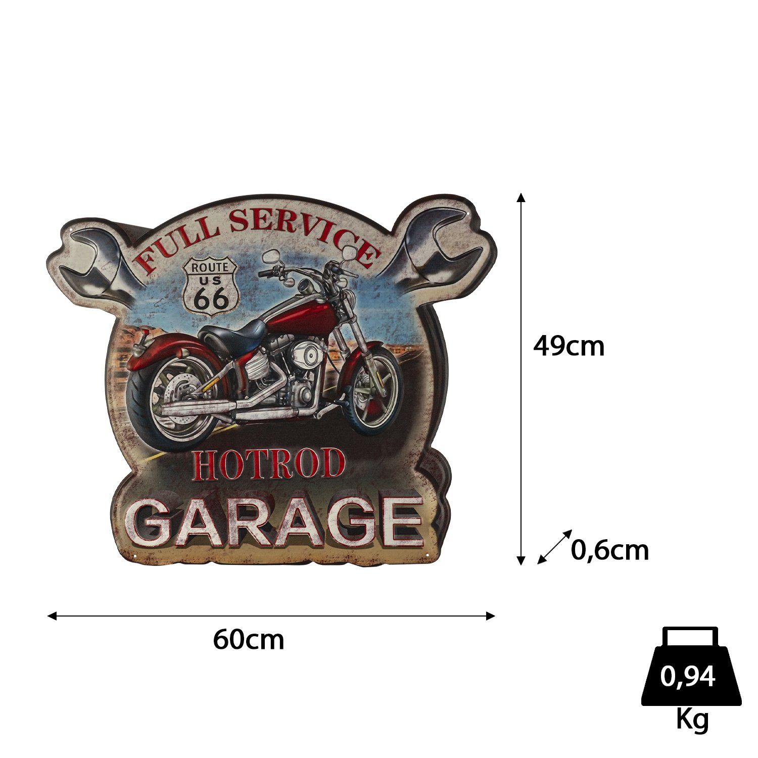 Moritz Metallschild US Route 66 USA Motorrad Rot Bike Garage Amerika, Vintage Retro Deko Schild Metallschild Wandbild Schild