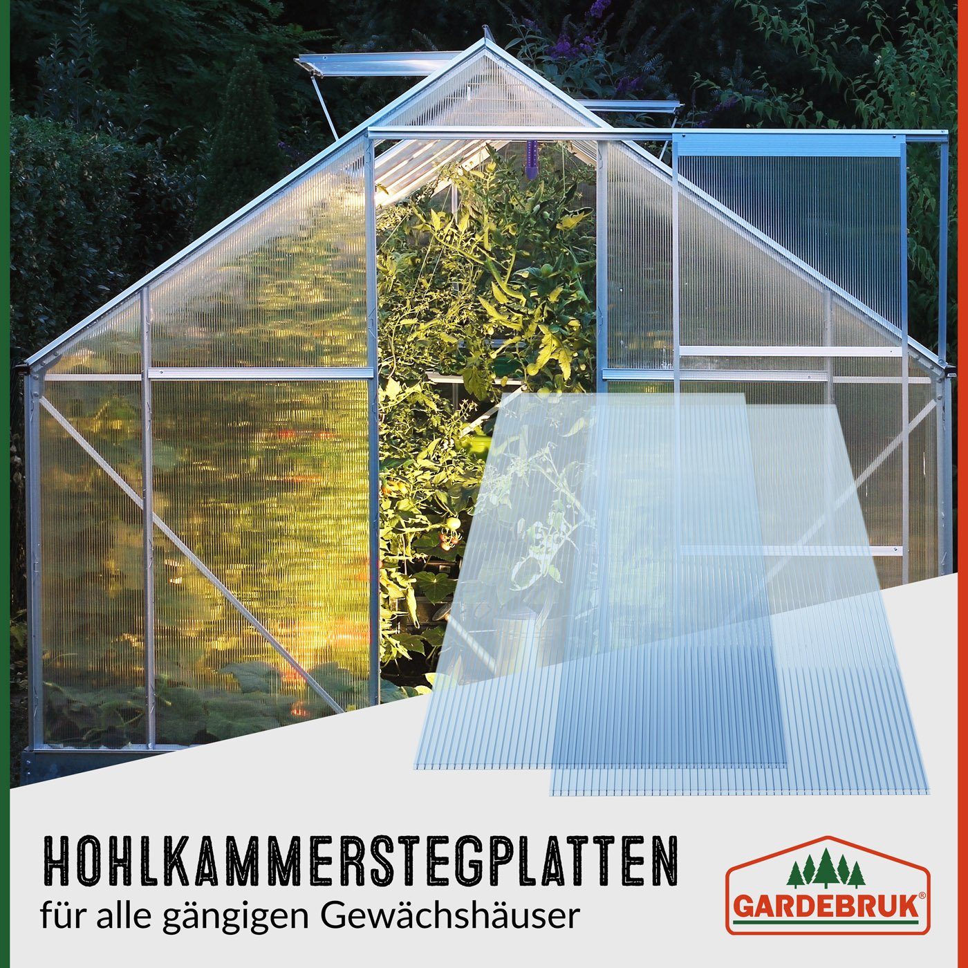 Gardebruk Hohlkammerplatte, 10x Doppelstegplatten 6mm Zuschneidbar Polycarbonat Klar 121x60,5cm