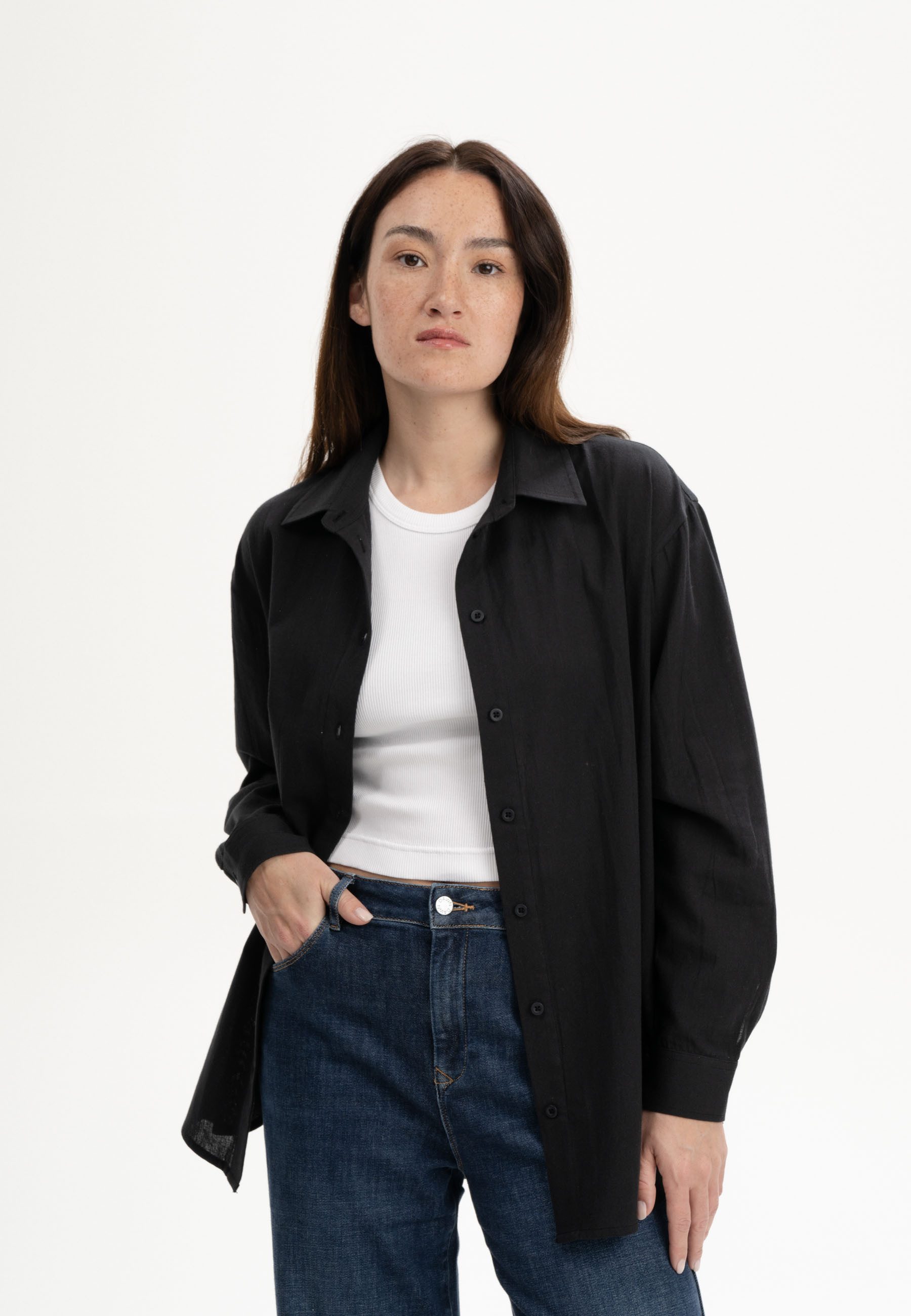 MELA Langarmbluse Bluse Style NAITEE Rückenfalte für Bewegungsfreiheit