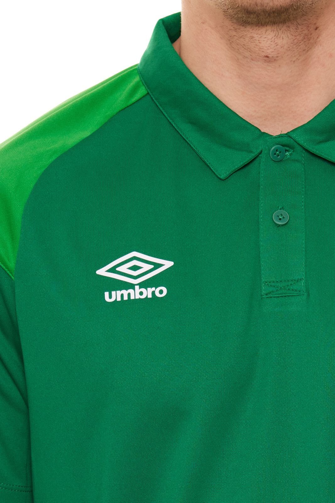Schulterpartie Golf-Shirt Sport-Shirt umbro mit Umbro kontrastierender Poly Herren Polohemd 65293U-GRA Grün Polo Rundhalsshirt