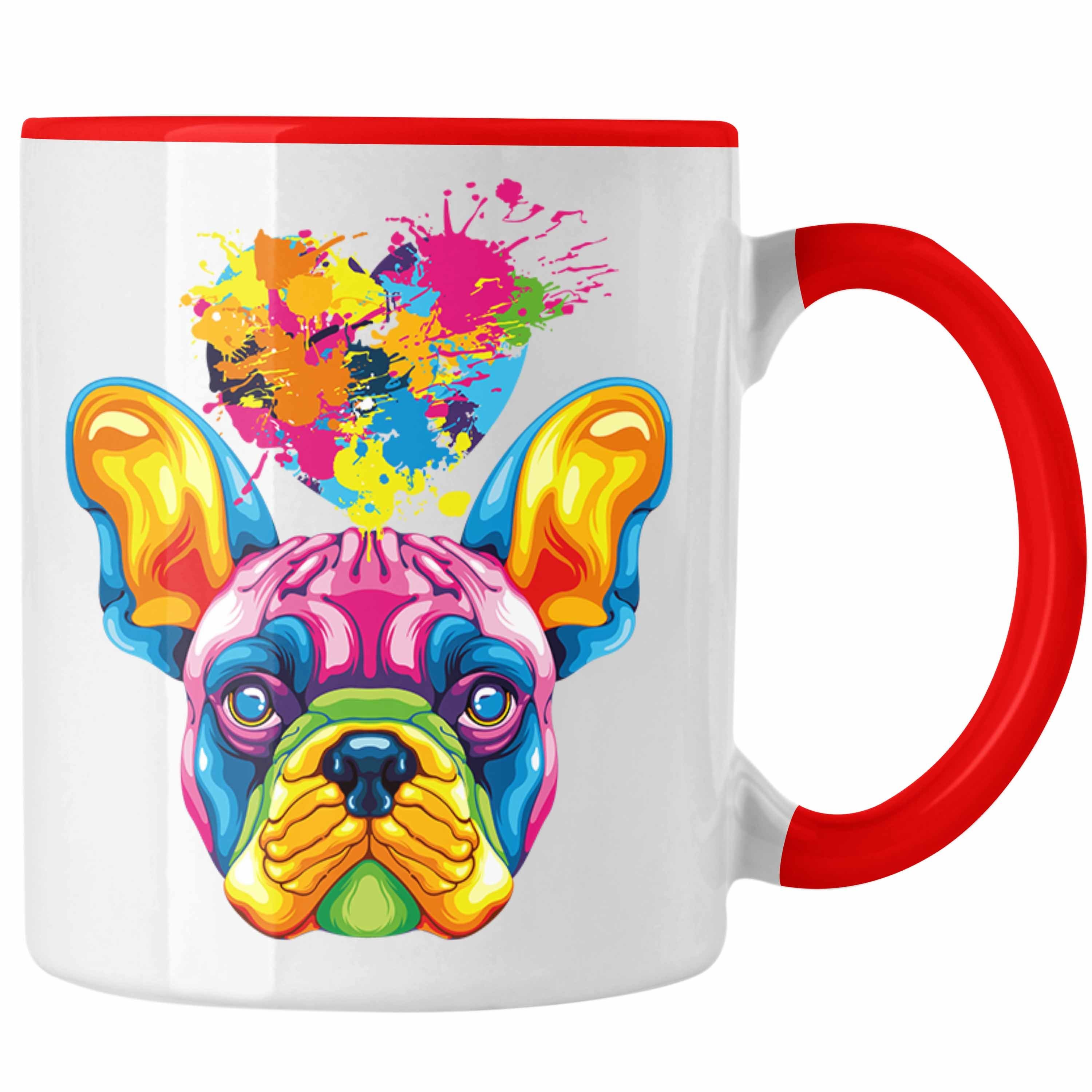 Trendation Tasse Französische Bulldogge Herz Farbe Besitzer Tasse Geschenk Lustiger Spr Rot