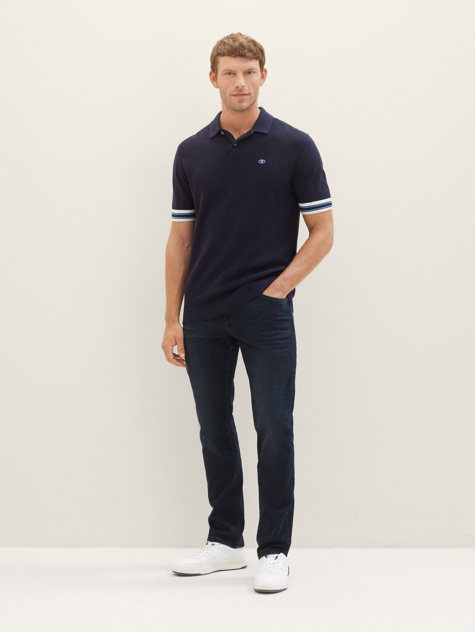 TOM TAILOR Straight-Jeans Josh Slim Jeans blue black denim