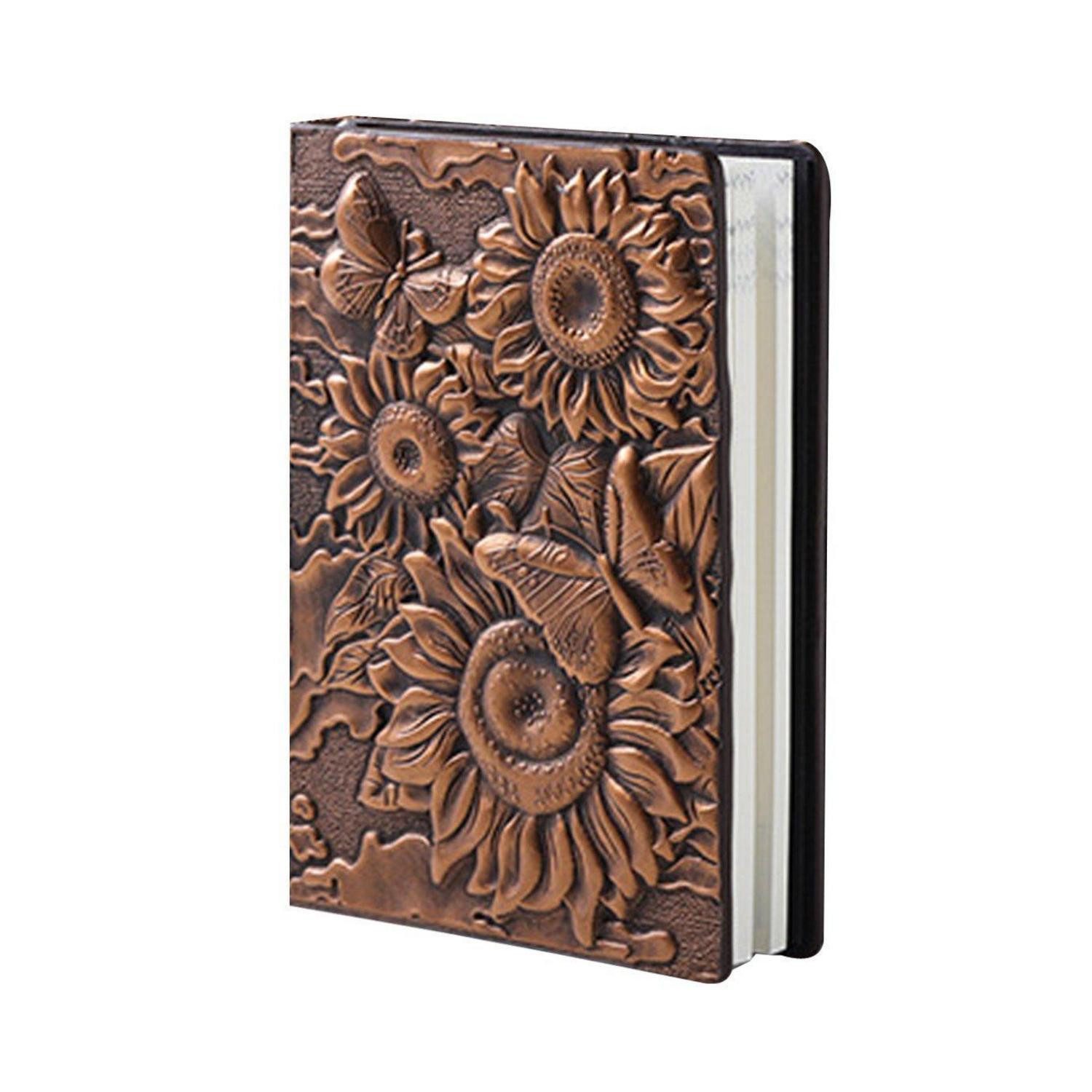 LuxusKollektion Reisetagebuch Notizbuch A5 Sonnenblumen 3D Muster Vintage