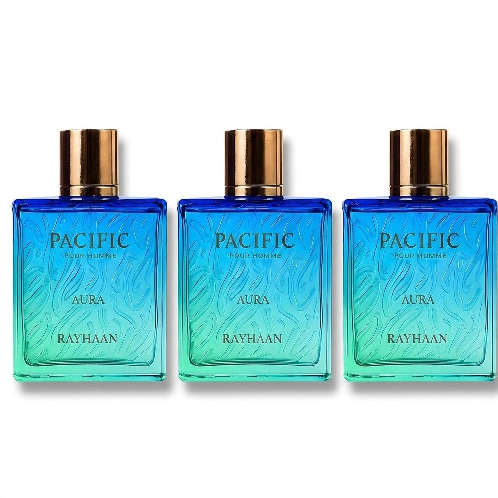 Rayhaan Eau de Parfum Rayhaan Pacific Aura Eau de Parfum 3er Set, 1-tlg., Vorteilspack mit drei Eau de Parfum Flakons