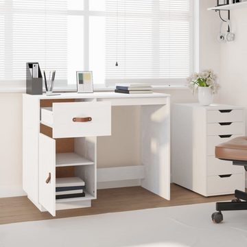 furnicato Schreibtisch Weiß 95x50x75cm Massivholz Kiefer