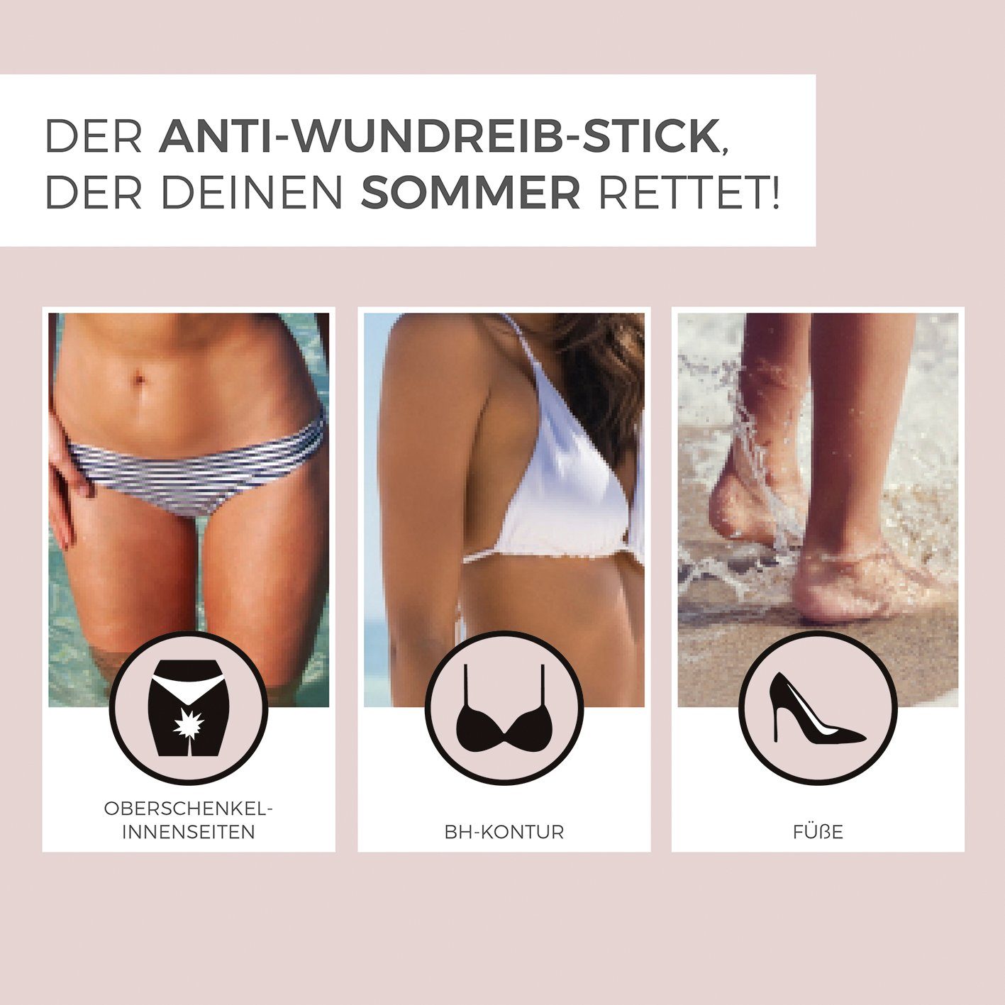 Oberschenkelinnenseiten, getestet Summersaver der 25 Kosmetikum g, Pflegestift Dermatologisch das Anti-Wundreib-Stick Wundreiben Woman gegen