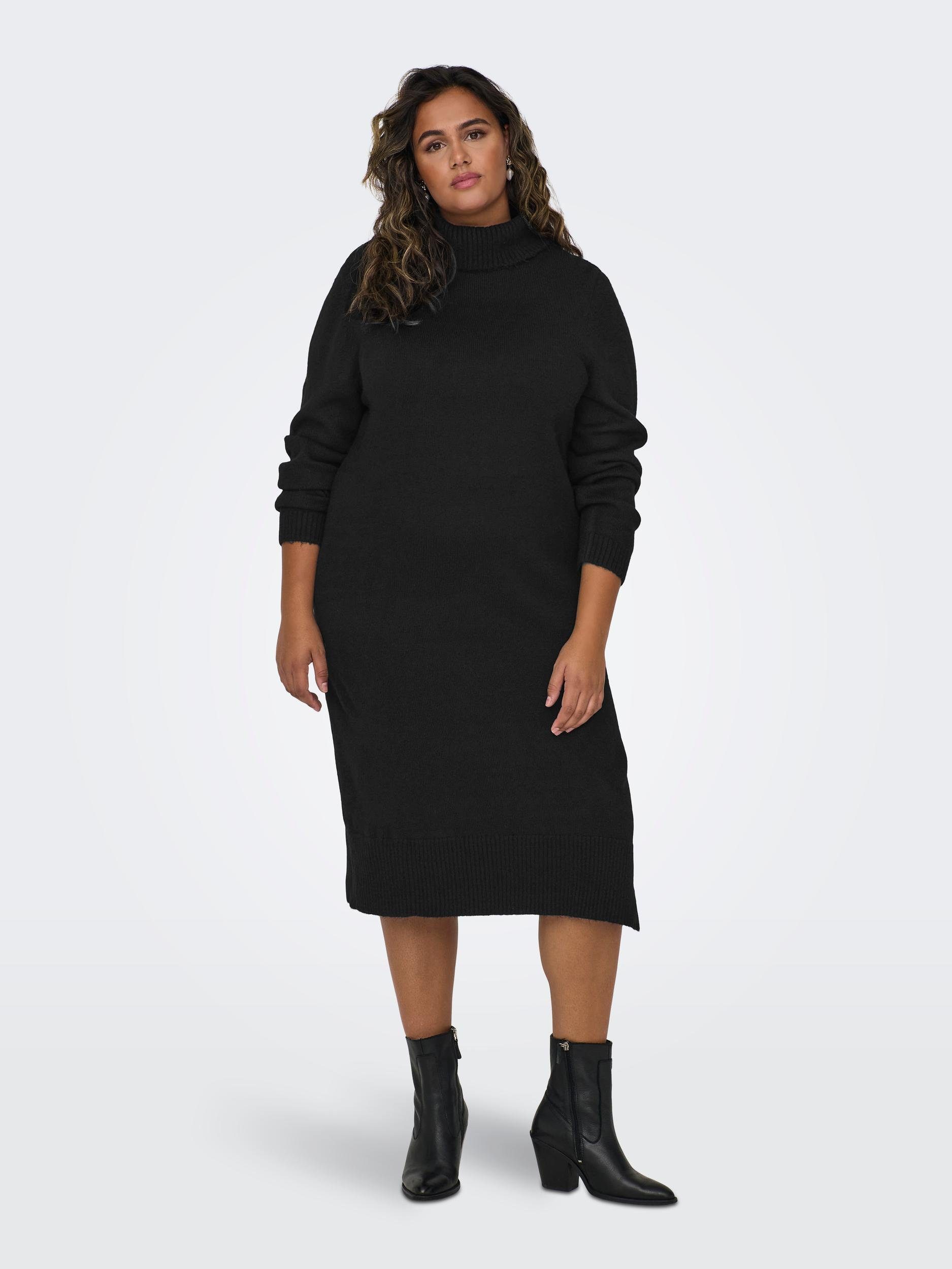 NOOS NECK L/S ONLY Strickkleid Black KNT ROLL CARBRANDIE CARMAKOMA DRESS