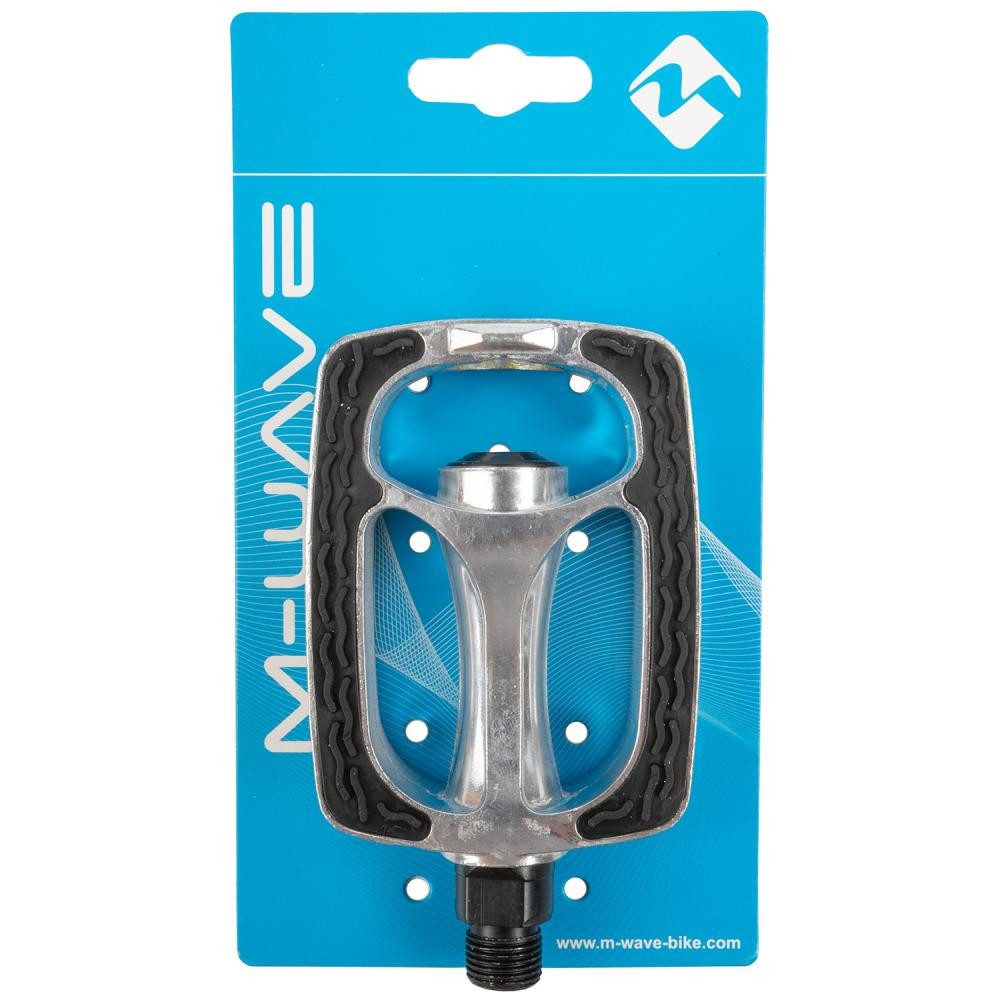 M-Wave Plattformpedale M-WAVE Steady-A9 Antirutschpedale silber - Aluminium-Pedale mit Reflek