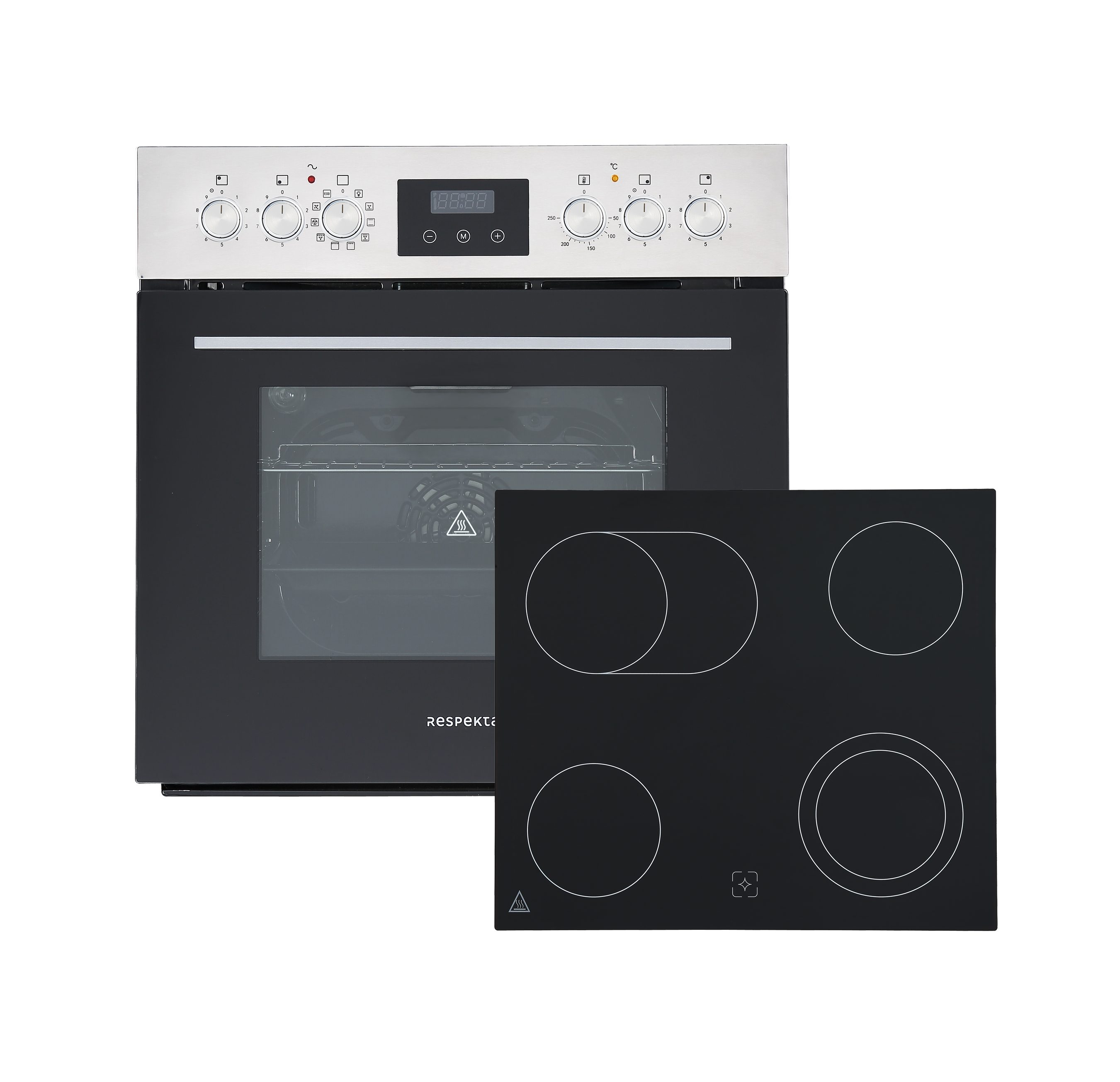 RESPEKTA Elektro-Herd-Set Jean, EEK: A, 67 Liter, LED Timer, Startverzögerung und Zeitschaltuhr
