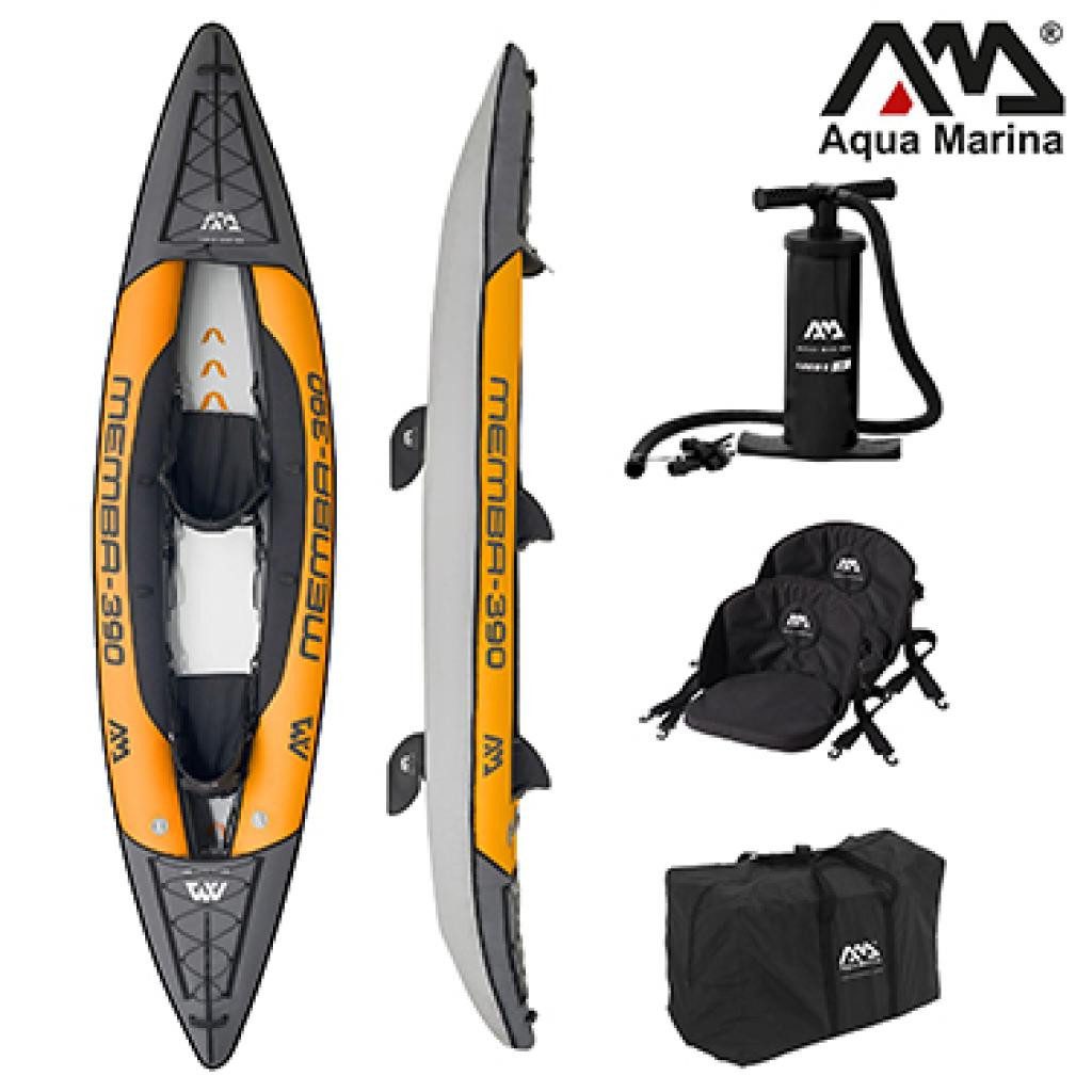 Aqua Marina Zweierkajak Kajak 390x90 cm für 2 Personen mit Luftsitz verstellbarer Lehne