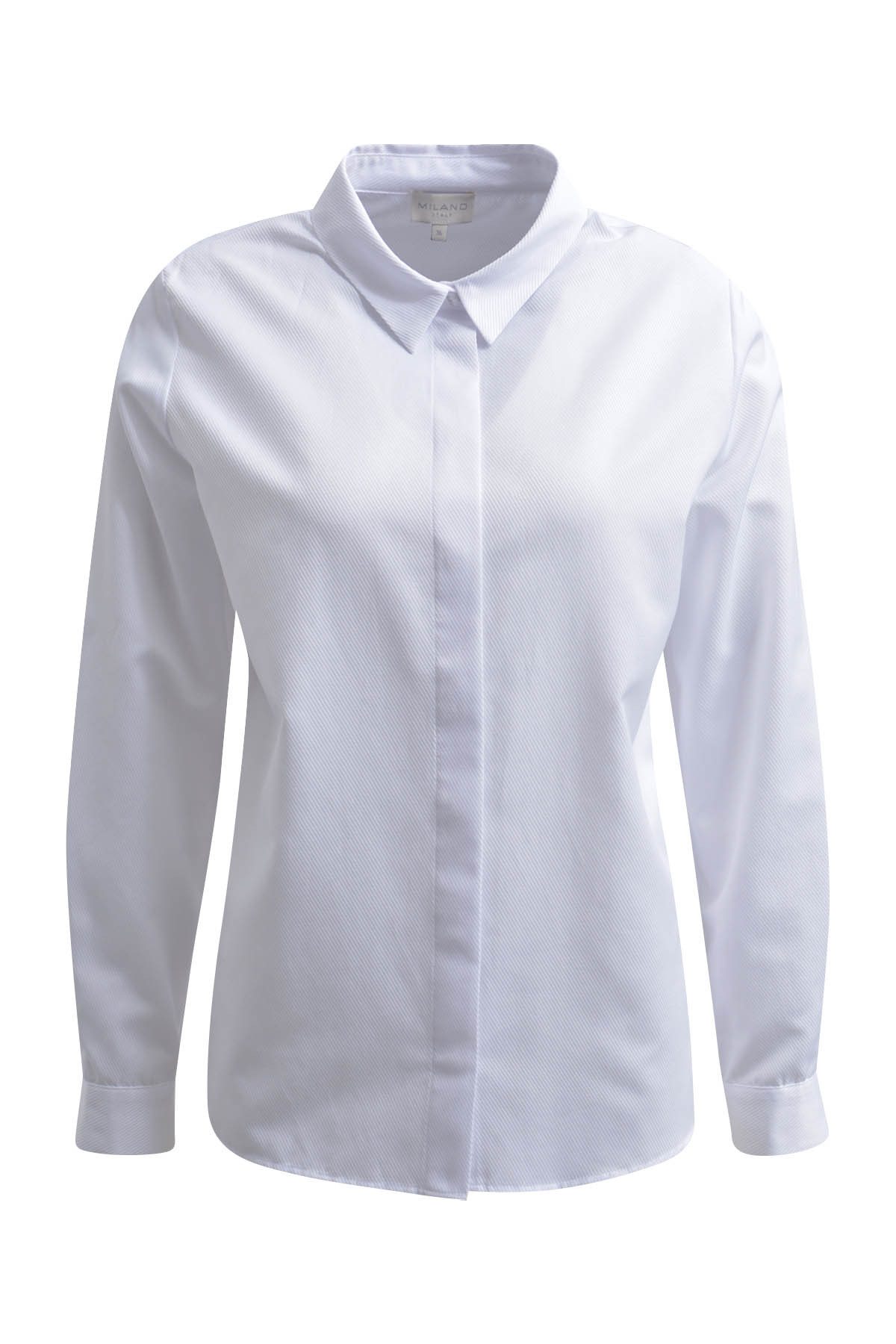 Milano Italy Blusentop BLOUSE WITH COLLAR, PLACKET AND 1/1