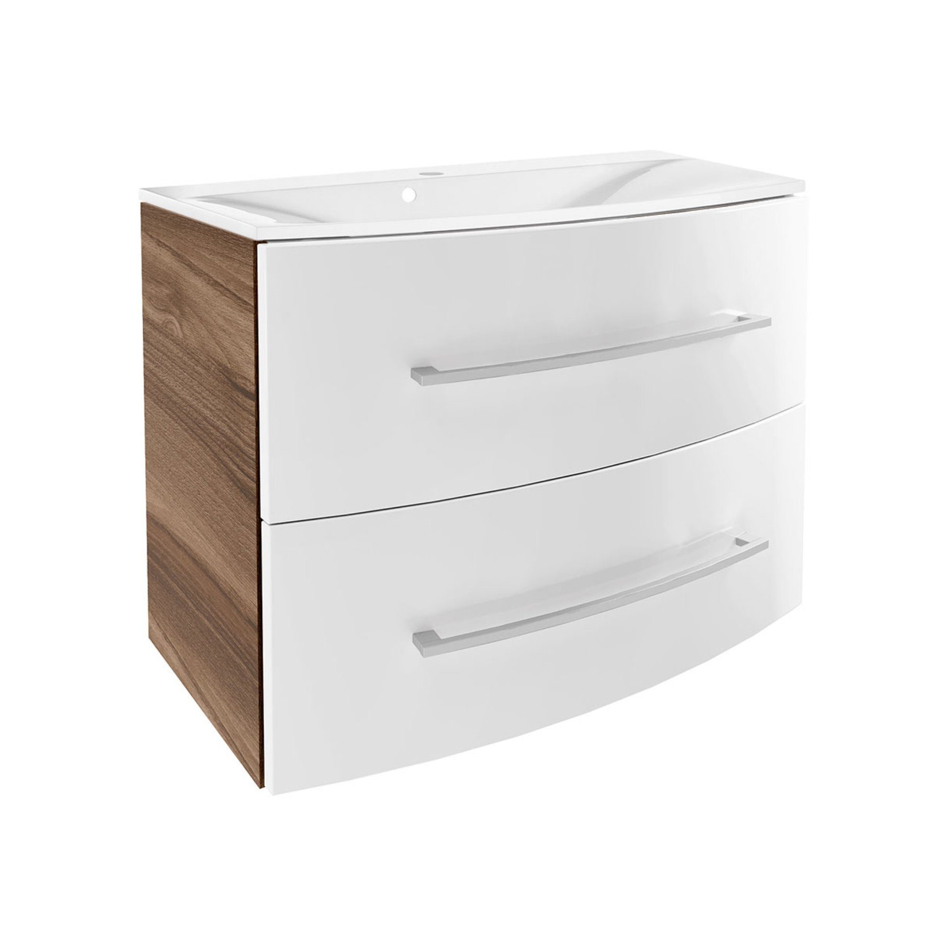 FACKELMANN Badmöbel-Set VERONA 2-teiliges Set 80 cm breit, Hochglanz, Gussmarmor