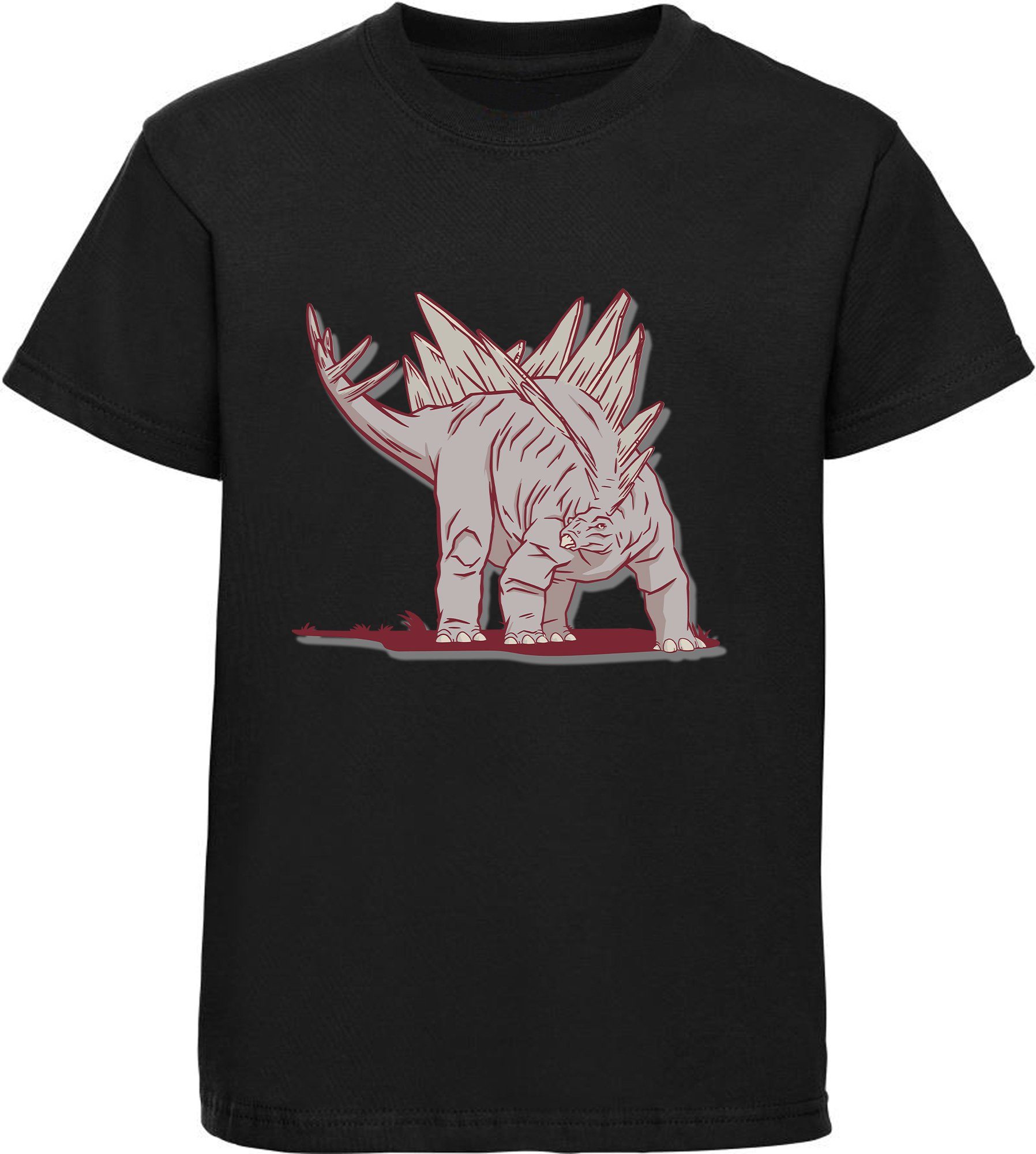 MyDesign24 Print-Shirt bedrucktes Kinder T-Shirt mit Stegosaurus Baumwollshirt mit Dino, schwarz, weiß, rot, blau, i88