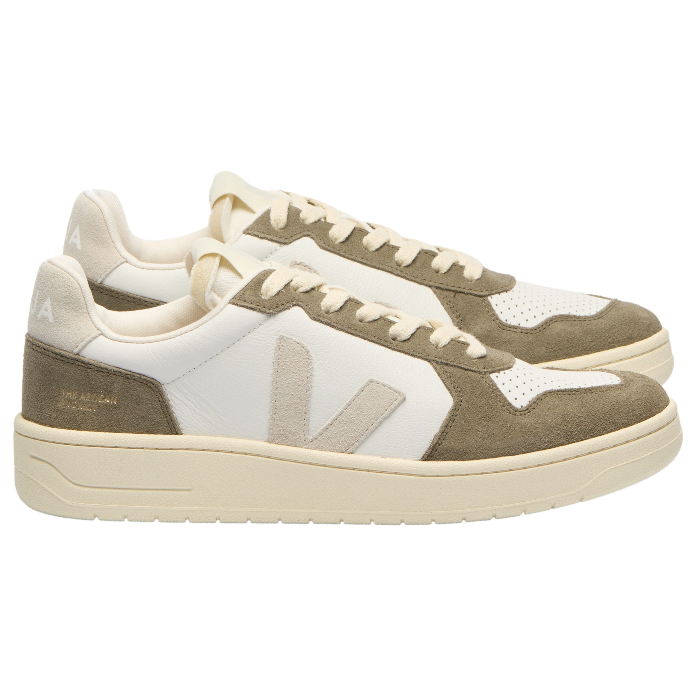 VEJA Herren-Sneaker V-82 Grained Leather White-Natural-Kaki Sneaker