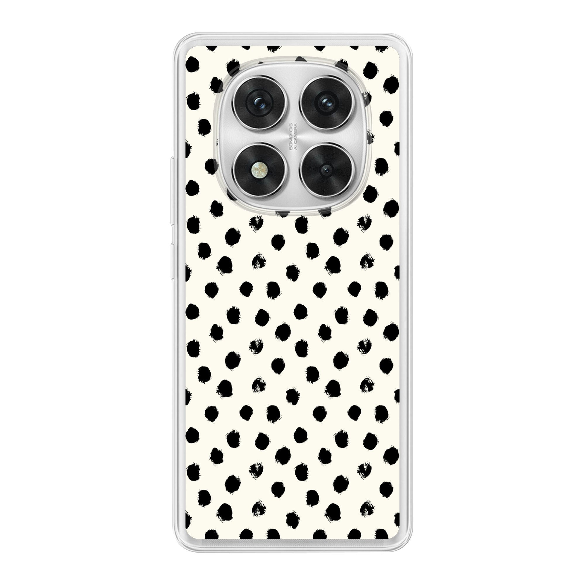 MuchoWow Handyhülle für Xiaomi Redmi Note 14 Pro Polka dots - Schwarz - Weiß - Druck - Min, Phone Case, Silikon, Schutzhülle Dünn