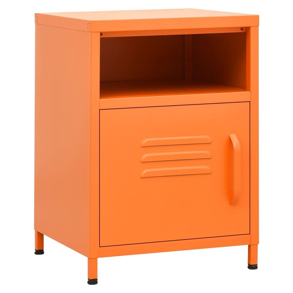 furnicato Nachttisch Moderner Nachtschrank aus Stahl 35 x 35 x 51 cm in Orange (1-St), Stabiler Nacastisch mit Regal, Tür und höhenverstellbaren Füßen
