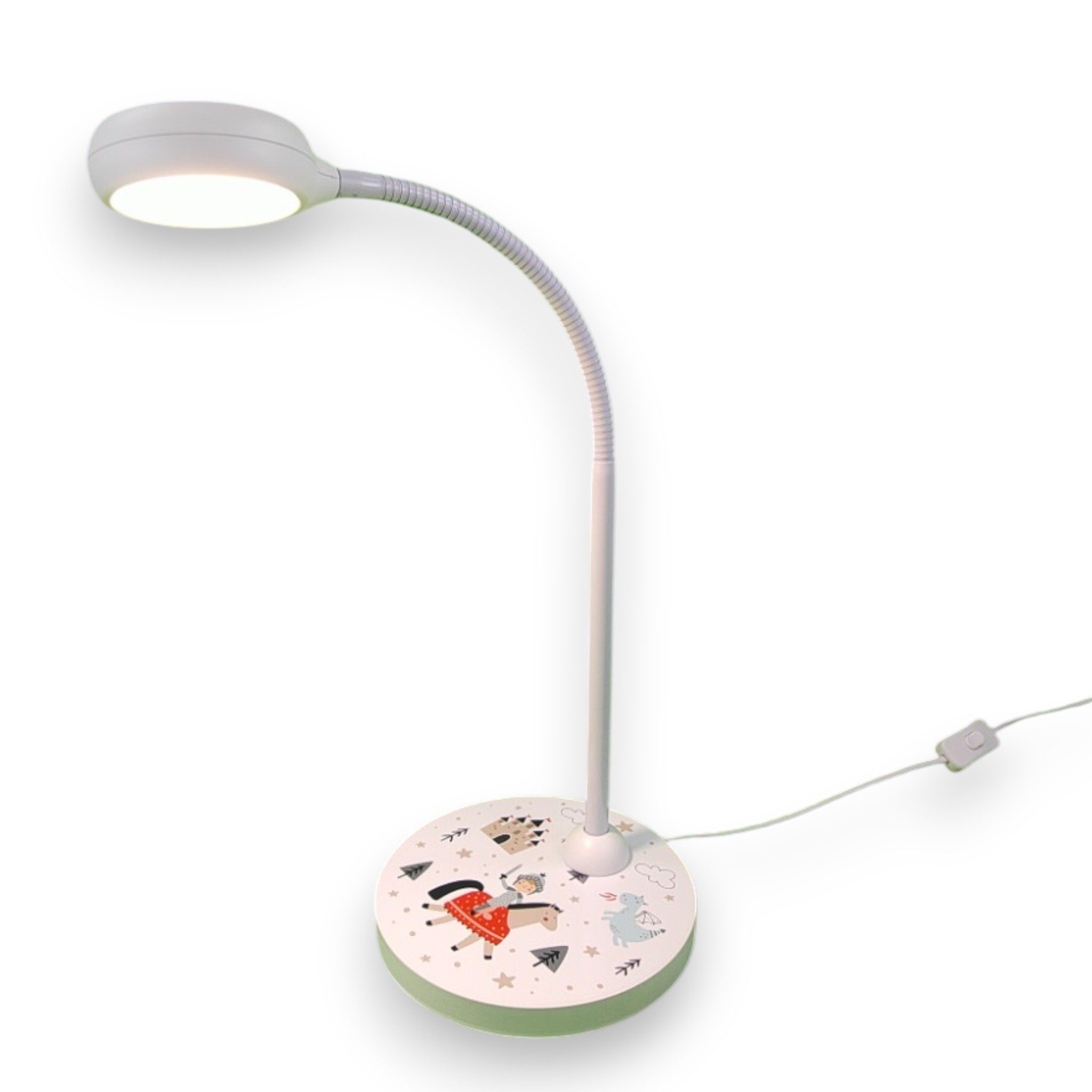 niermann Schreibtischlampe Kinderlampe mit Motiv "Ritter Theo", Kinderzimmer, ohne Leuchtmittel, flexibel verstellbarer Leuchtenarm, Made in Germany
