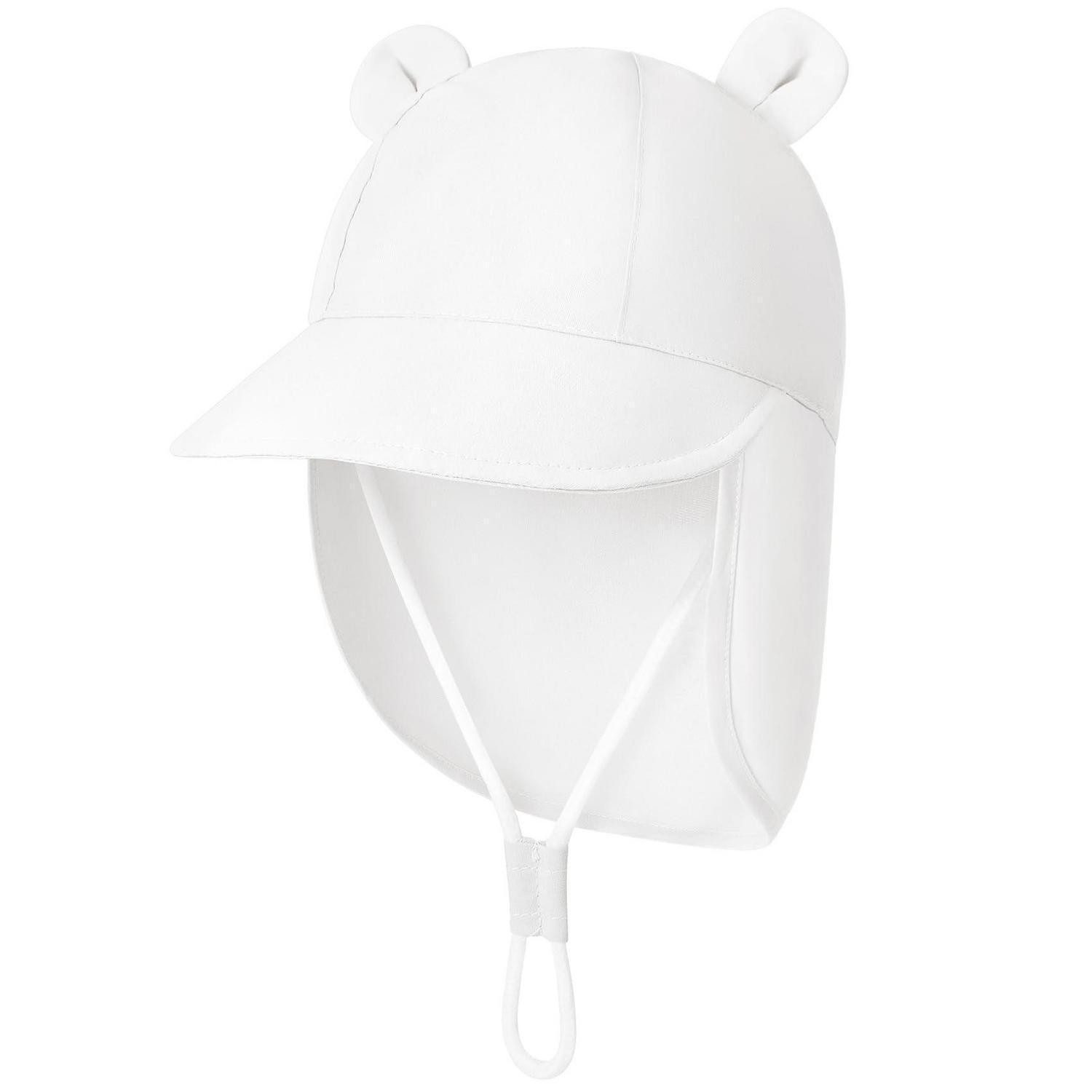 LuxusKollektion Schirmmütze Sonnenhut Kinder Baby Nackenschutz UV SPF50 Mädchen 12-24 Monate Weiß