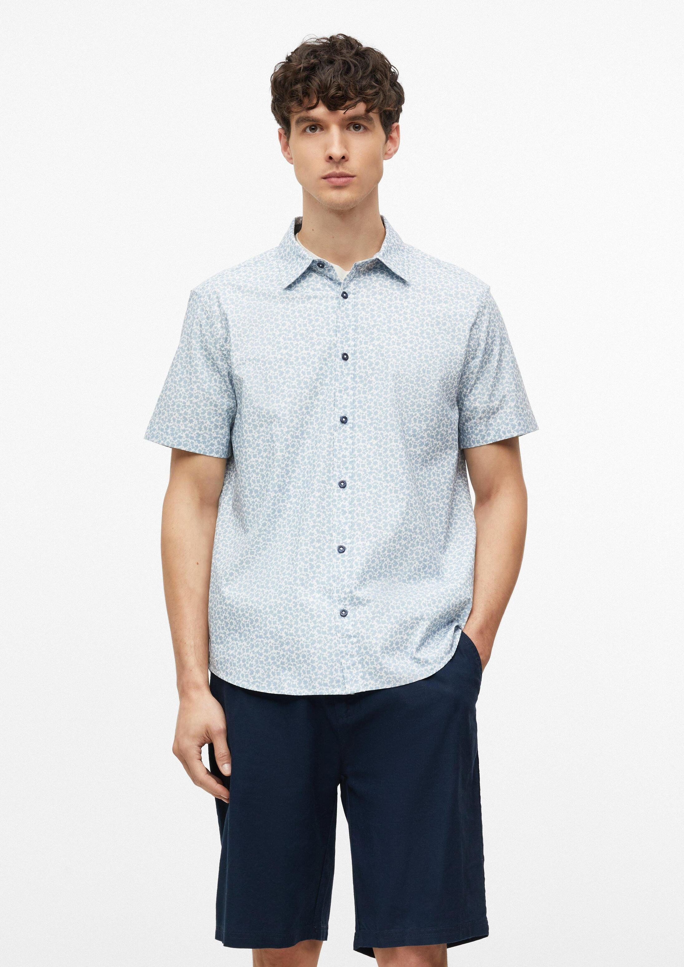 s.Oliver Kurzarmhemd Hemd Regular Fit: Elastisches Kurzarmhemd mit All-over-Print