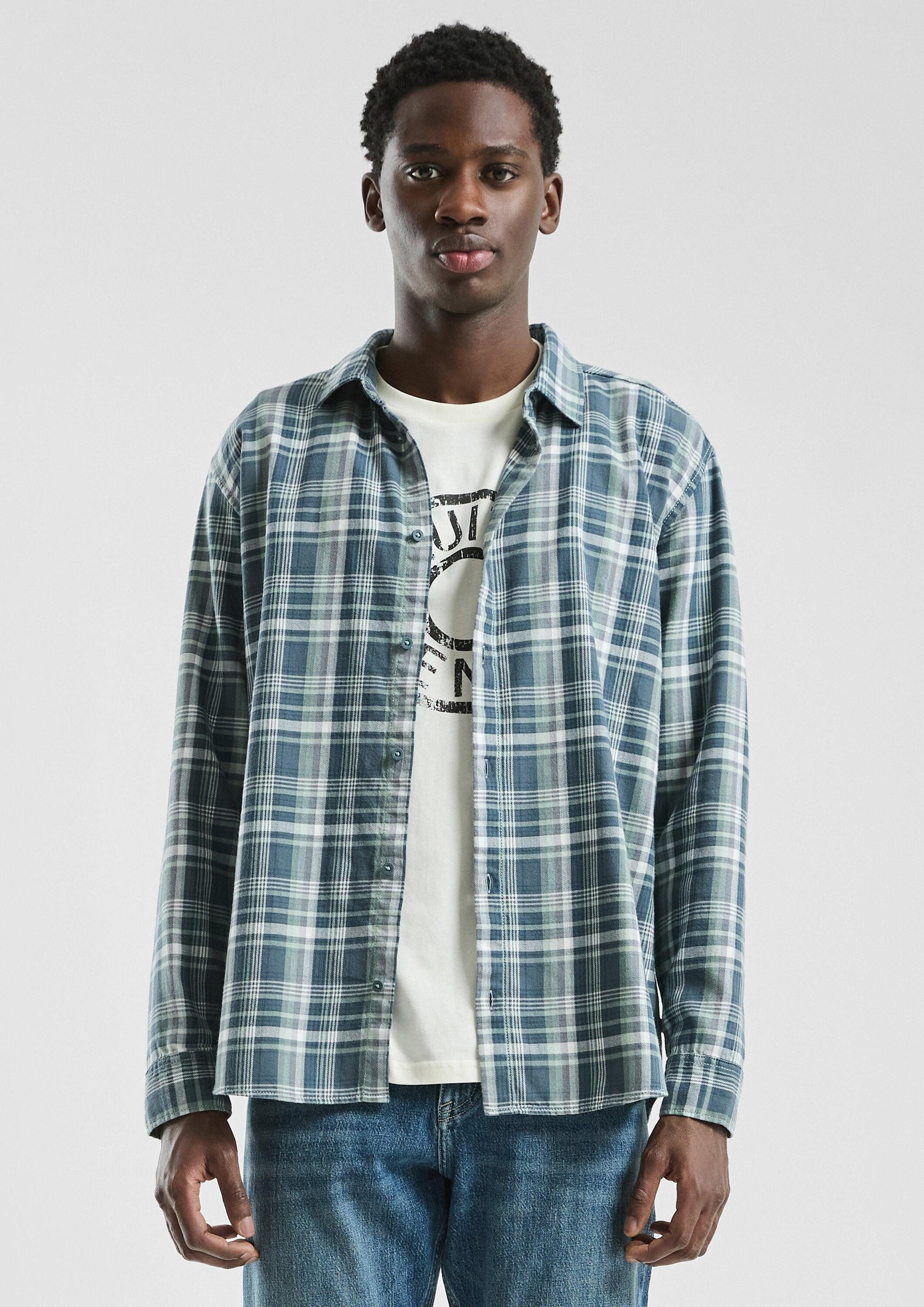 QS Langarmhemd Hemd Regular Fit: Flanellhemd