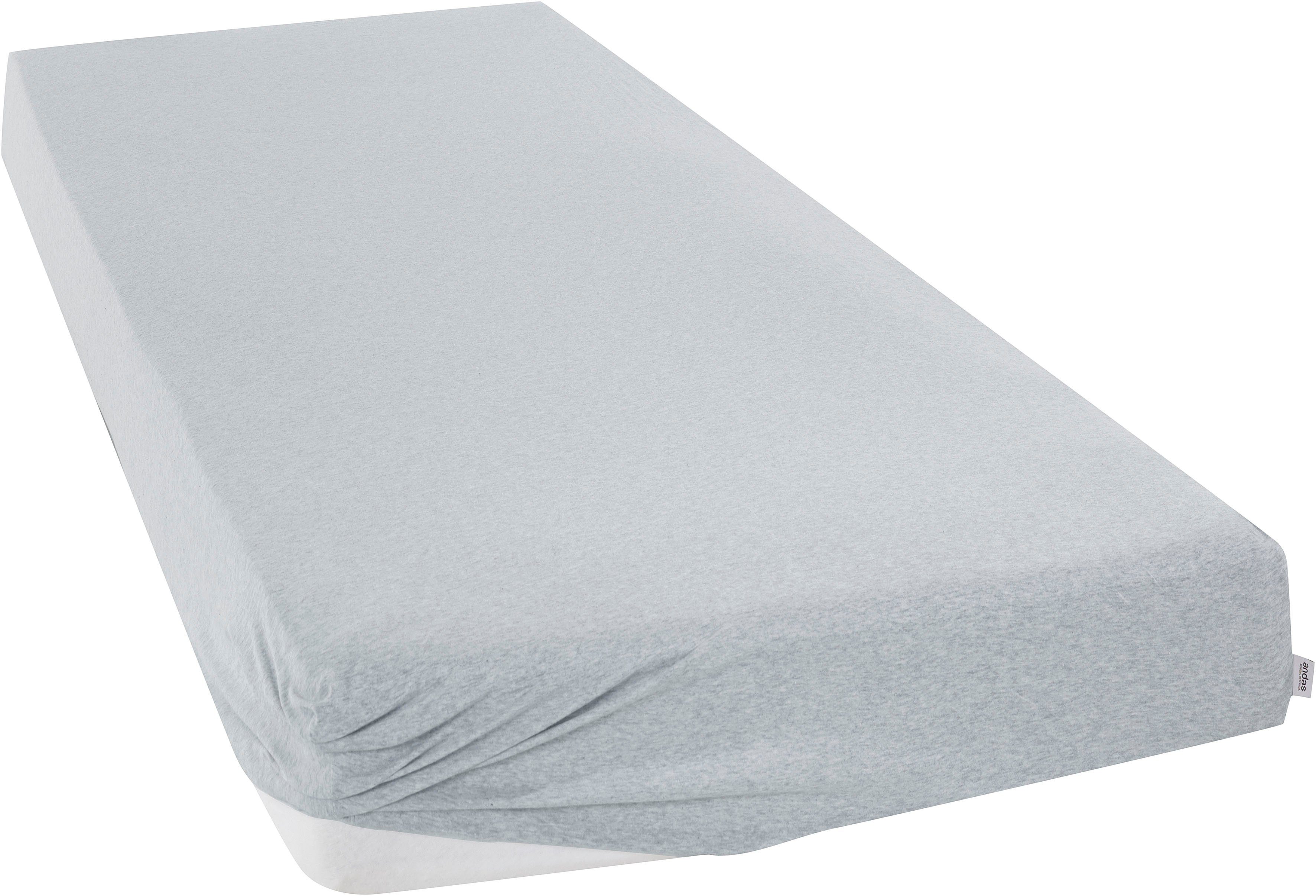 OTTO home Spannbettlaken VALJE in Melange-Optik, hochwertiger Baumwoll-Jersey 130g/m², Jersey, Gummizug: rundum, (1 Stück), Baumwolle, für Matratzen bis 25 cm Höhe, Bettlaken aus Melange-Garn