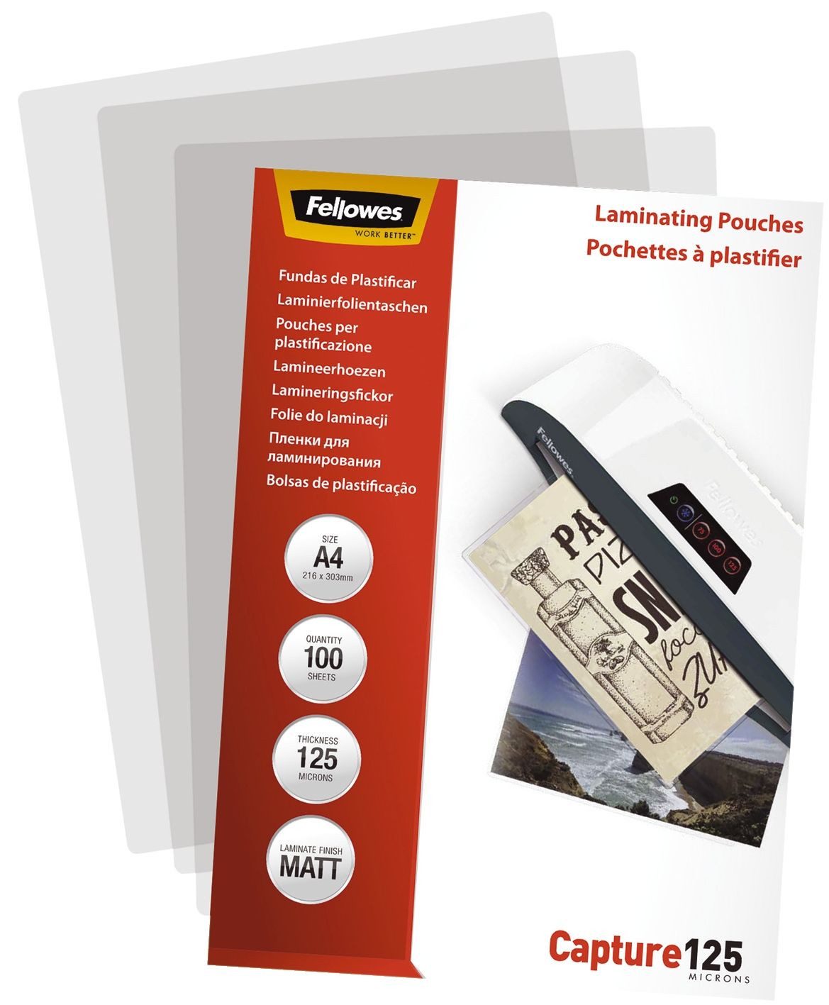 FELLOWES Basttasche Fellowes® 5328502 Laminierfolie Capture - A4, matt, 125 mym, 100 Stück