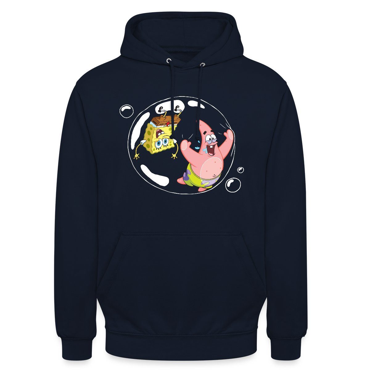 Spreadshirt Hoodie Spongebob Schwammkopf Mit Patrick In Einer Blase Unisex Hoodie (1-tlg) Unisex-Schnitt: Sitzt bei Männern körpernah, bei Frauen weit